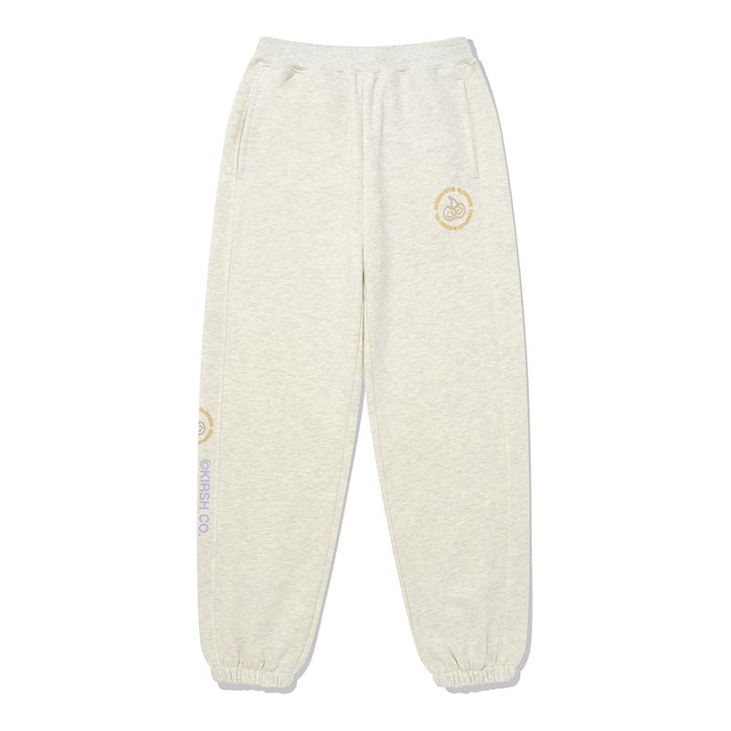 ☆関税込☆KIRSH★DOODLE CHERRY CIRCLE LOGO JOGGER PANTS★ KIRSH Doodle Cherry Circle Logo Jogger Pants Gray Charcoal