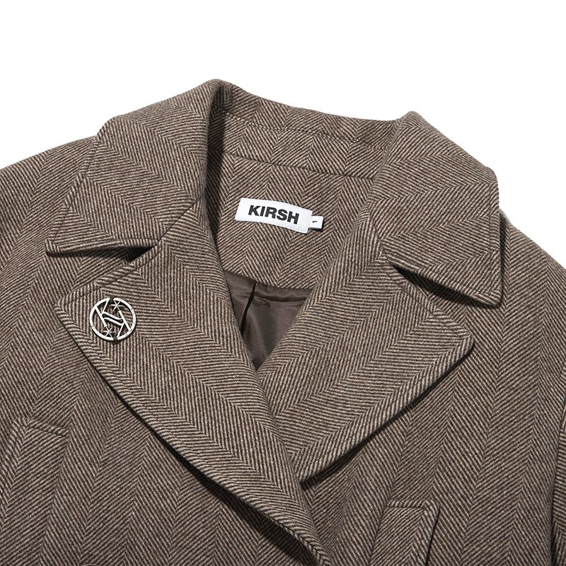 ☆関税込☆KIRSH★COLLECTION HERRINGBONE OVER FIT HALF COAT★ MUSINSA | KIRSH Collection Herringbone Overfit Half Coat [Brown]