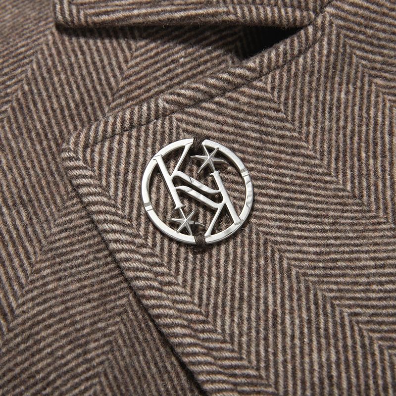 MUSINSA | KIRSH Collection Herringbone Overfit Half Coat [Brown]