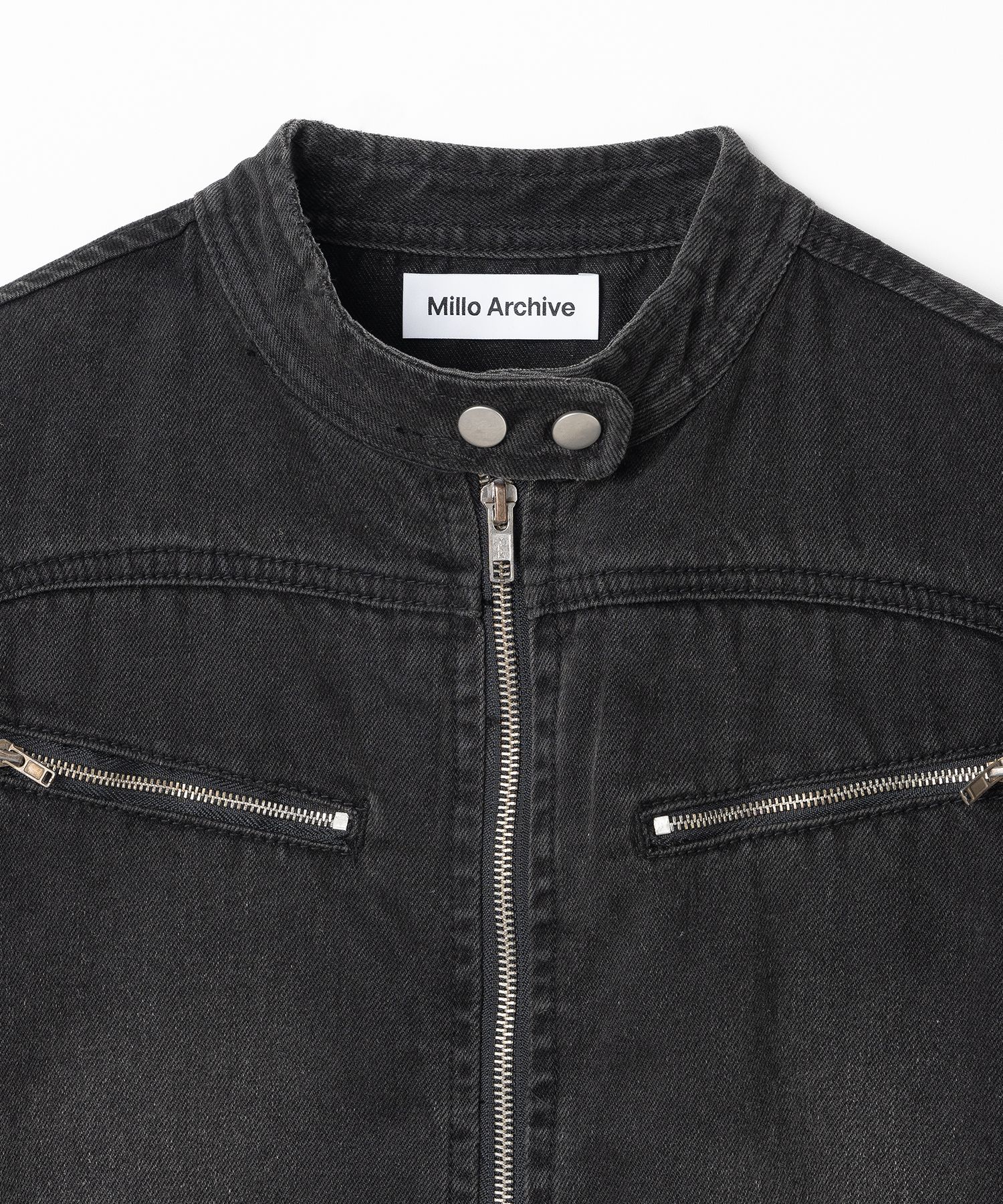 【韓国 MILLO ARCHIVE】Washed Denim Racing Jacket MUSINSA | MILLO ARCHIVE Back Pleats Denim Jacket [Washed Black]
