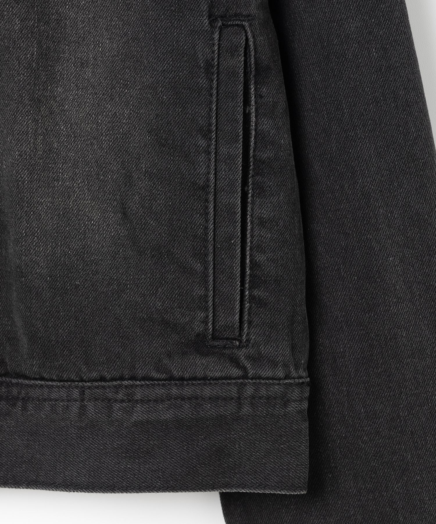MUSINSA | MILLO WOMEN Washed Denim Racing Jacket [Stone Black]