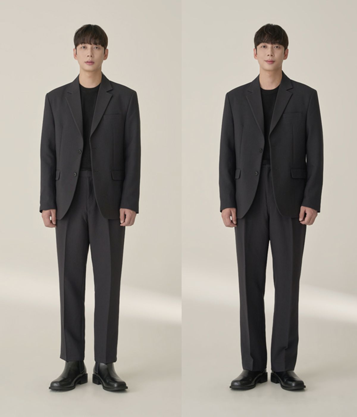 효지(HYOJI) [사계절][세트상품] 커스터마이징 핏 셋업 수트 (차콜)