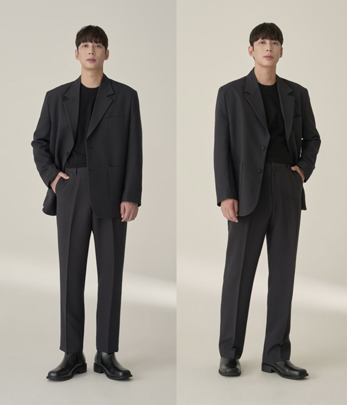 효지(HYOJI) [사계절][세트상품] 커스터마이징 핏 셋업 수트 (차콜)