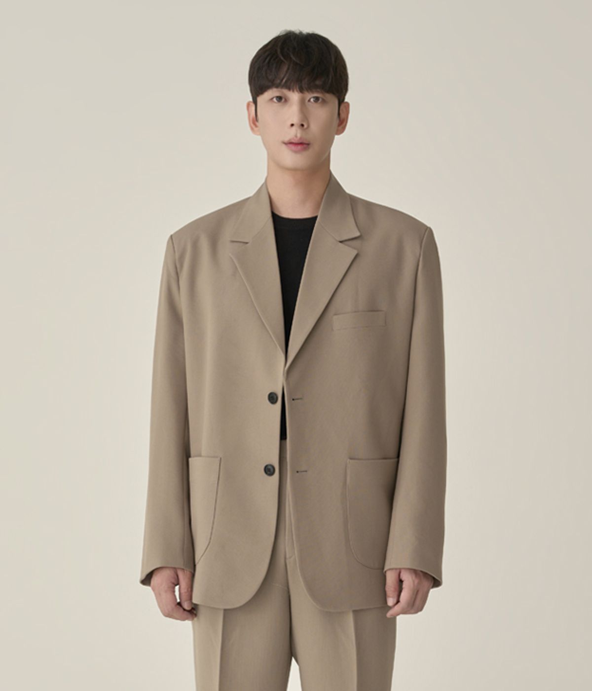 효지(HYOJI) [사계절][세트상품] 커스터마이징 핏 셋업 수트 (다크베이지)