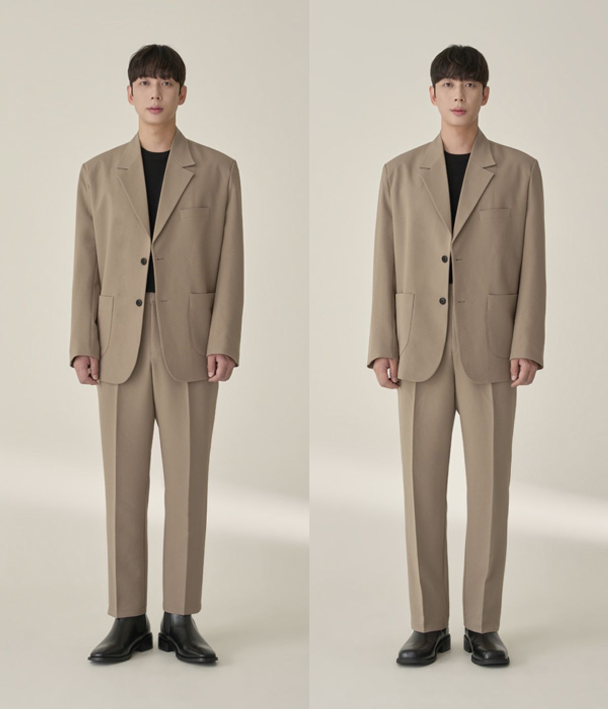 효지(HYOJI) [사계절][세트상품] 커스터마이징 핏 셋업 수트 (다크베이지)