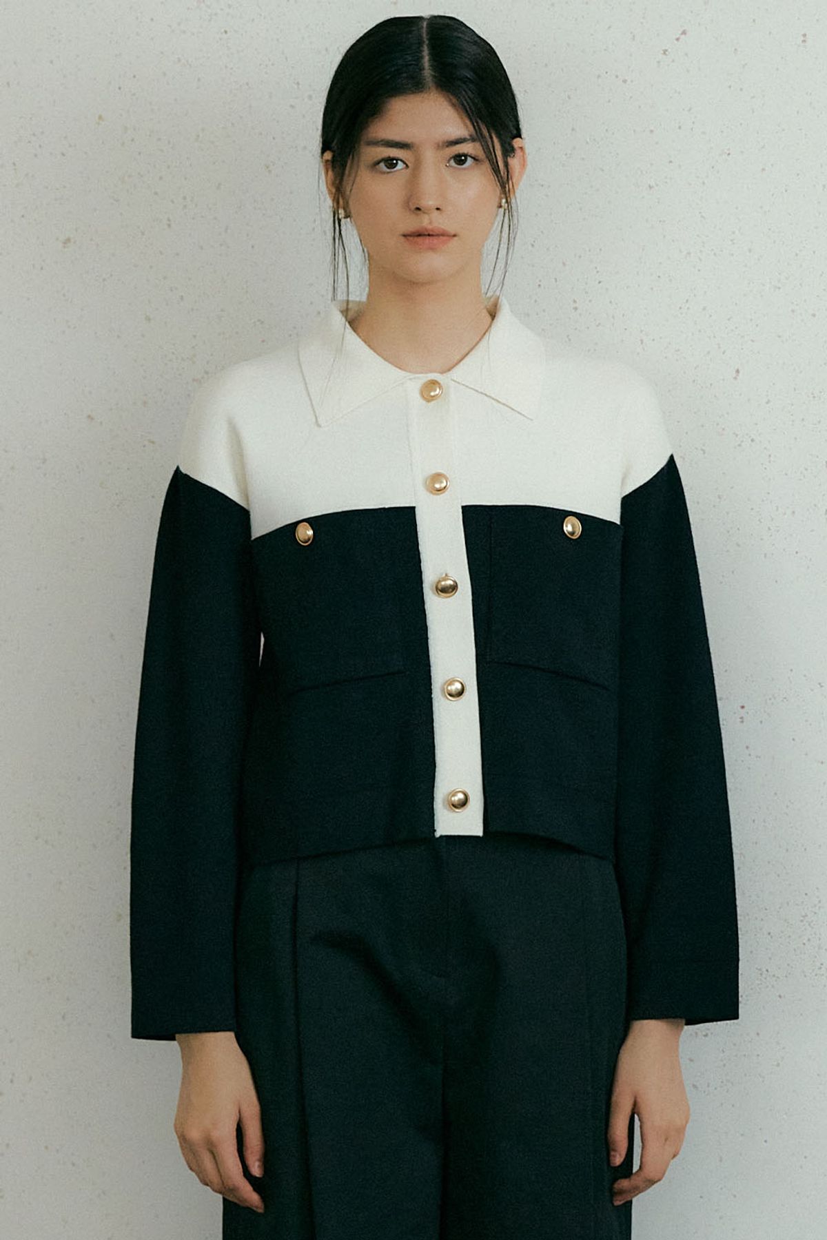 더페니(THE PENNY) COMBI KNIT JACKET