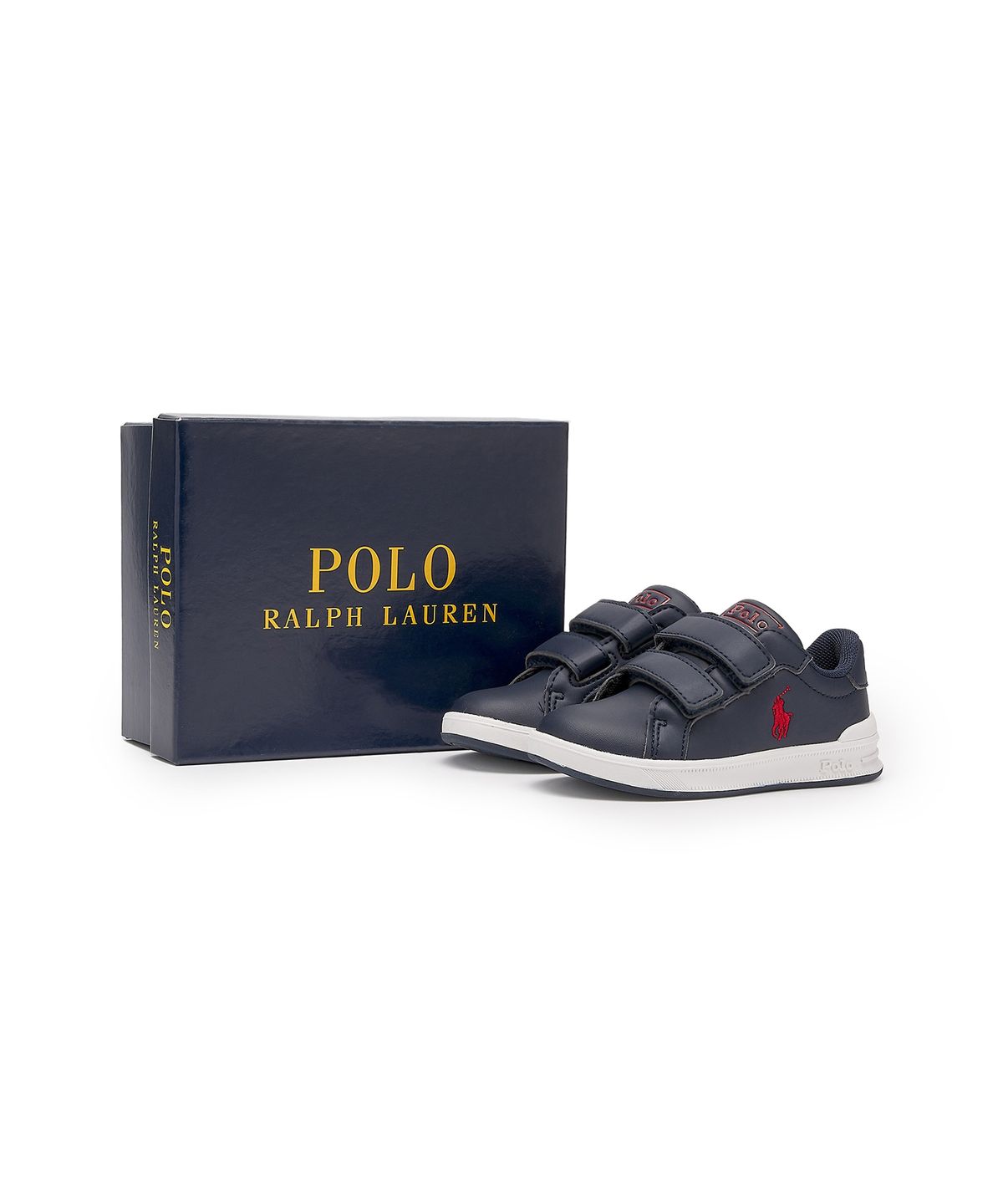 폴로 랄프 로렌 칠드런(POLO RALPH LAUREN CHILDREN) 남아 2-7세 헤리티지 코트 포 레더 EZ 스니커즈 - 네이비