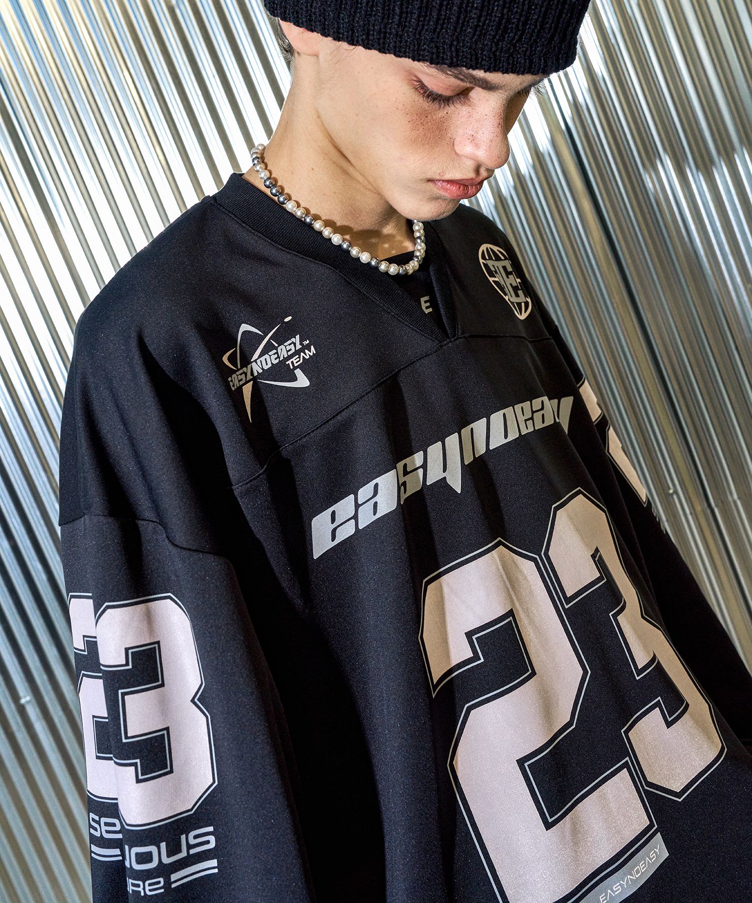 EASY NO EASY☆Long Sleeve Football Jersey MUSINSA | EASY NO EASY Long Sleeve Football Jersey - Navy