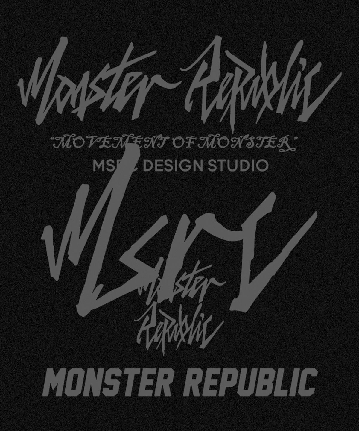몬스터리퍼블릭(MONSTER REPUBLIC) 무브먼트 레터링 그레이 후드티 블랙