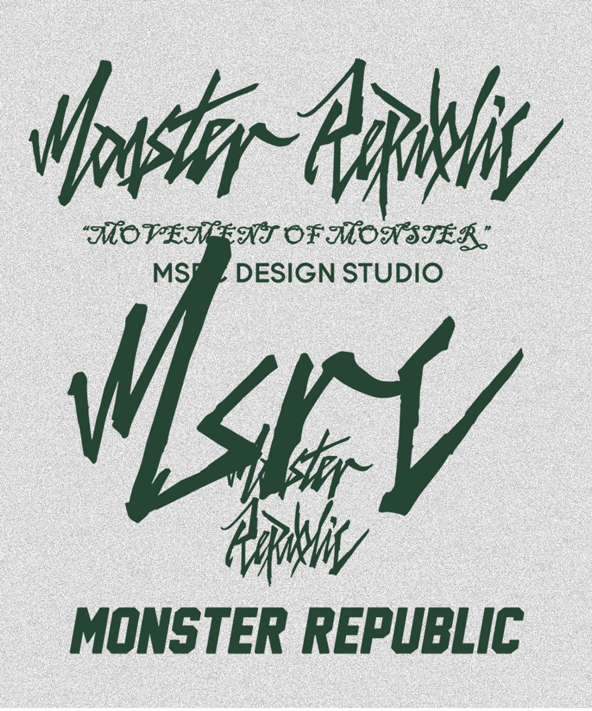 몬스터리퍼블릭(MONSTER REPUBLIC) 무브먼트 레터링 딥그린 후드티 그레이