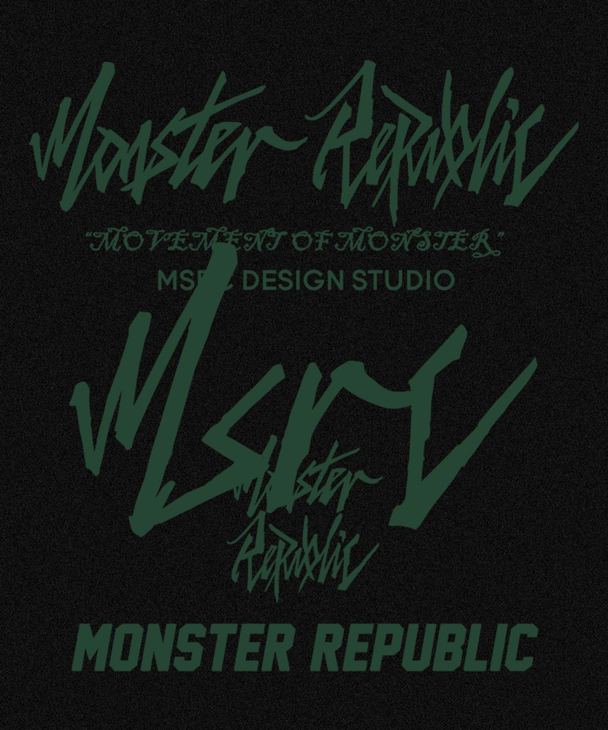 몬스터리퍼블릭(MONSTER REPUBLIC) 무브먼트 레터링 딥그린 후드티 블랙