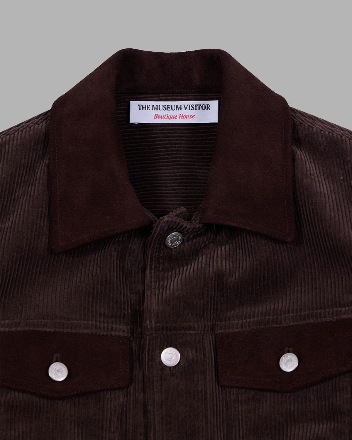 더뮤지엄비지터(THEMUSEUMVISITOR) CORDUROY SUEDE TRUCKER JACKET (BROWN)