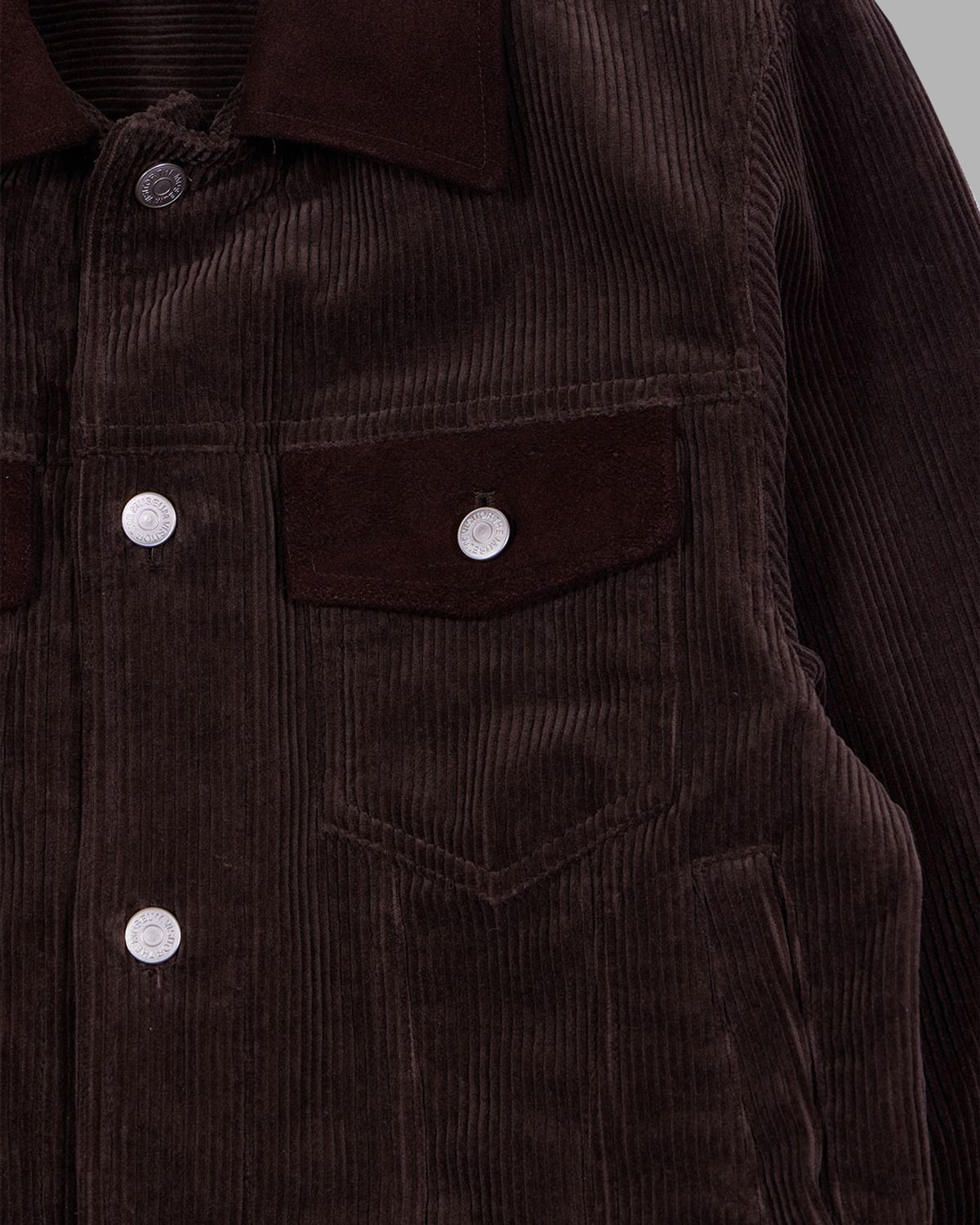 더뮤지엄비지터(THEMUSEUMVISITOR) CORDUROY SUEDE TRUCKER JACKET (BROWN)