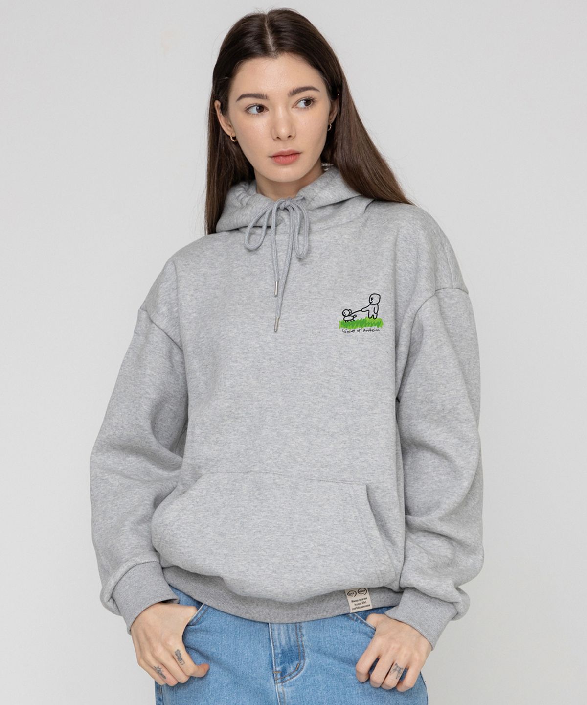 그레이버(GRAVER) [UNISEX]휴먼 퍼피 워크 후드티_그레이