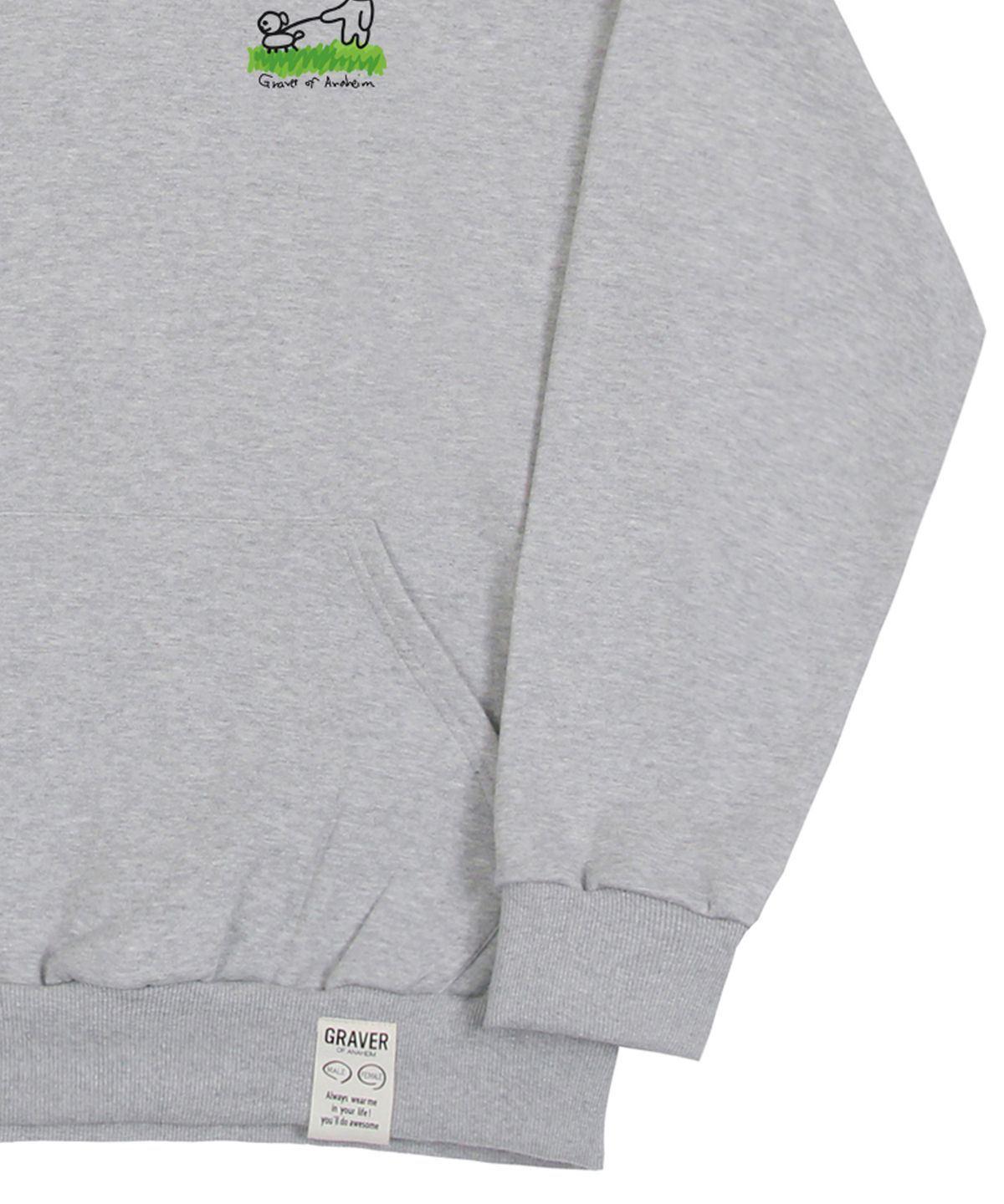 그레이버(GRAVER) [UNISEX]휴먼 퍼피 워크 후드티_그레이