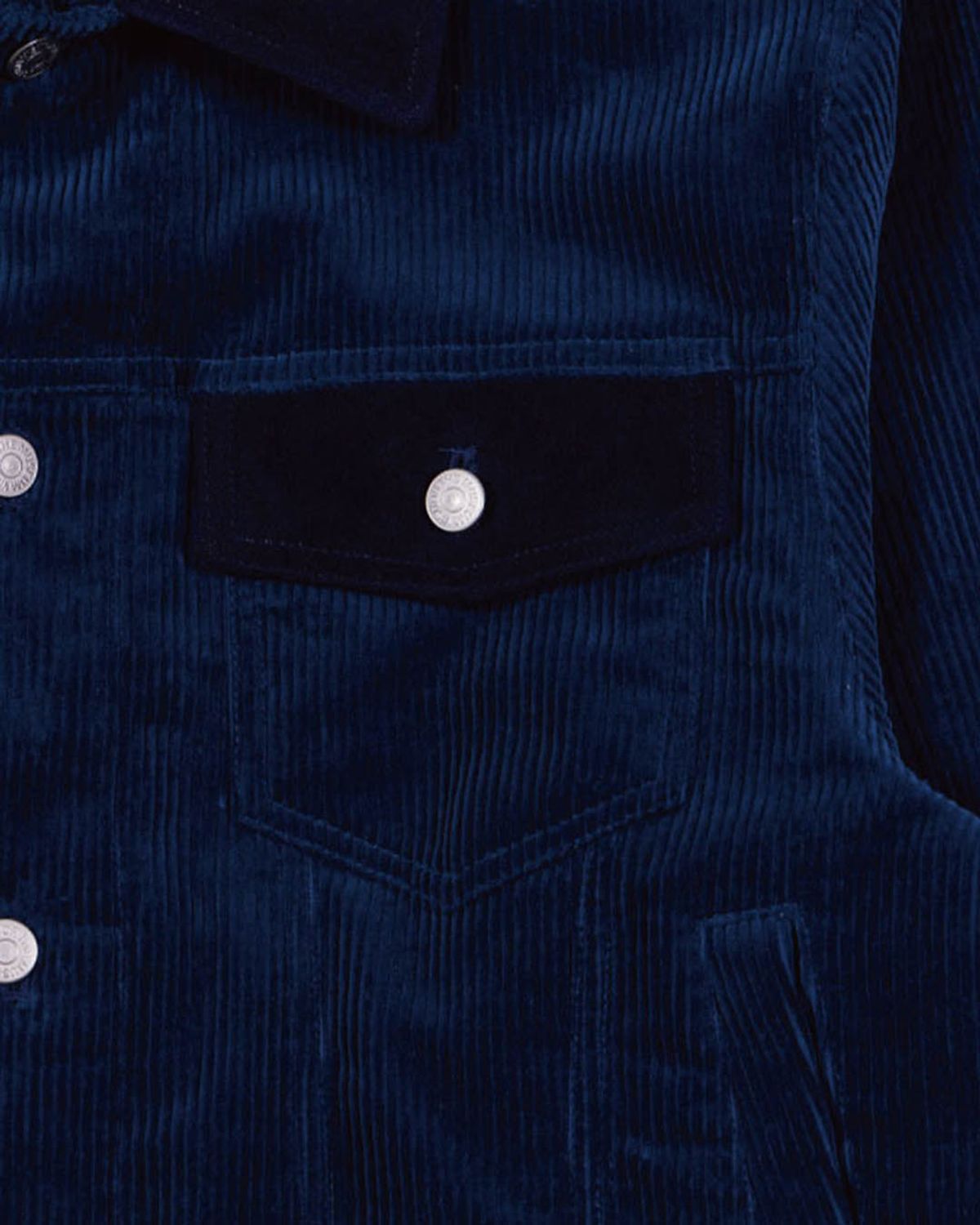 더뮤지엄비지터(THEMUSEUMVISITOR) CORDUROY SUEDE TRUCKER JACKET (NAVY)