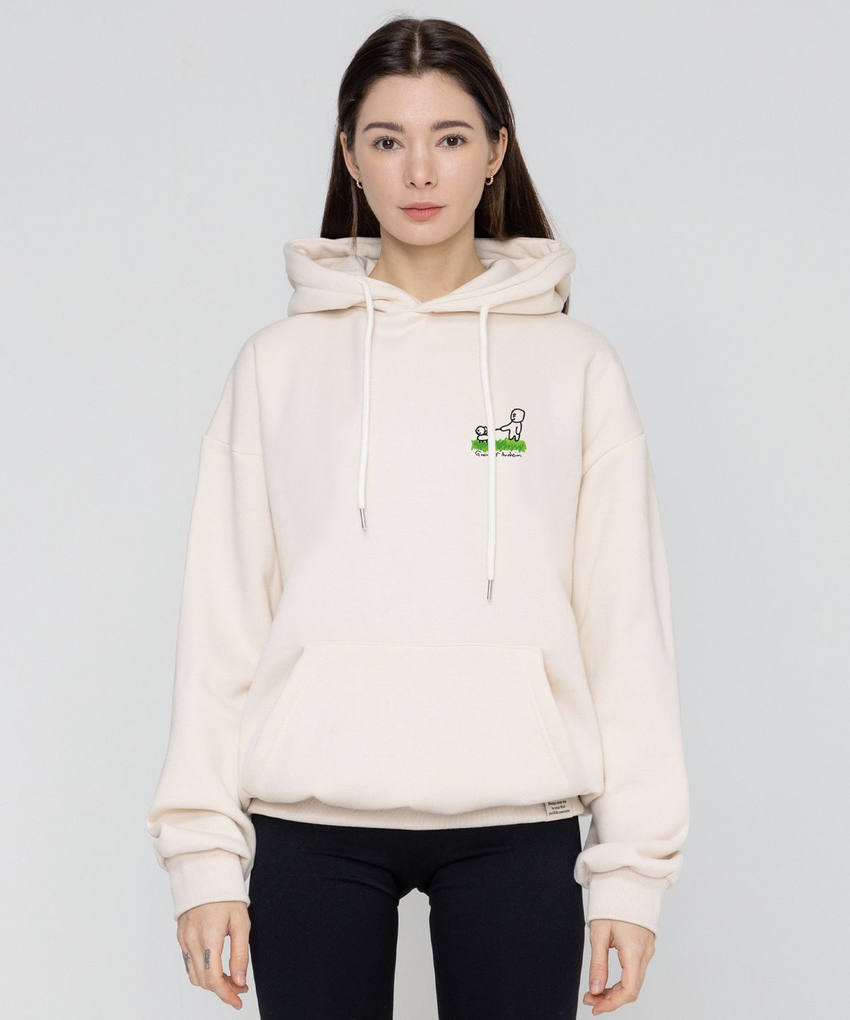 그레이버(GRAVER) [UNISEX]휴먼 퍼피 워크 후드티_크림