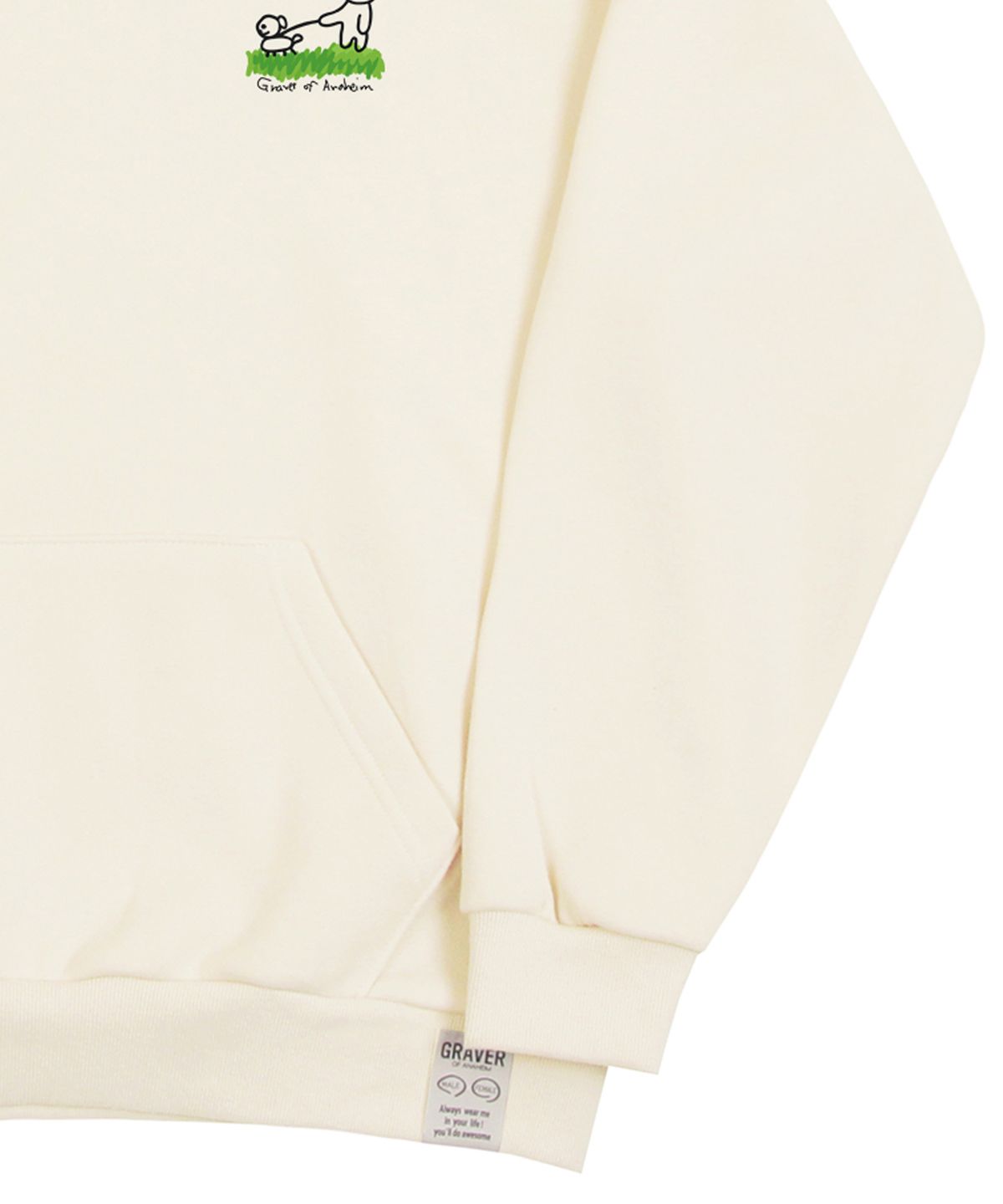 그레이버(GRAVER) [UNISEX]휴먼 퍼피 워크 후드티_크림