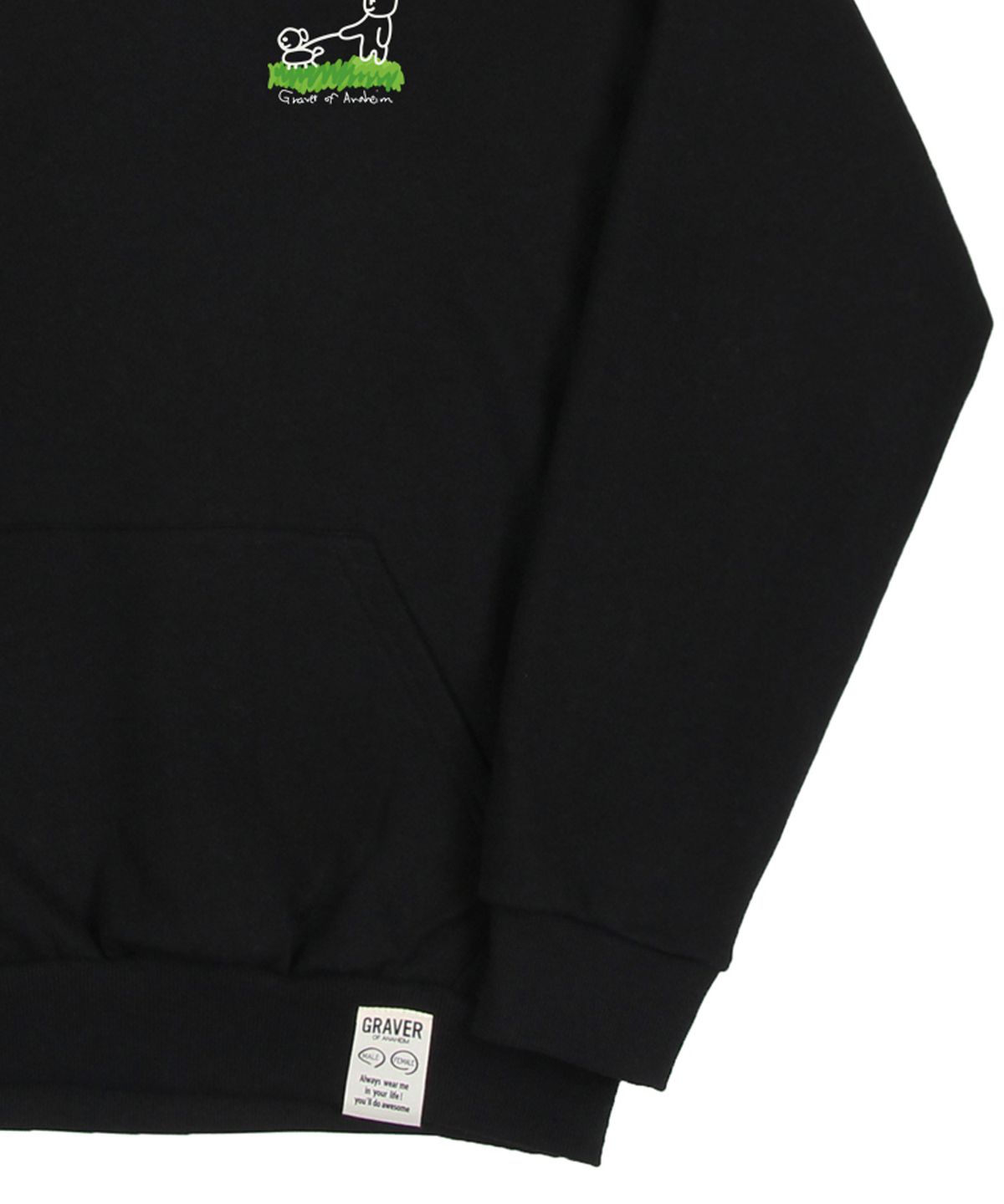 그레이버(GRAVER) [UNISEX]휴먼 퍼피 워크 후드티_블랙