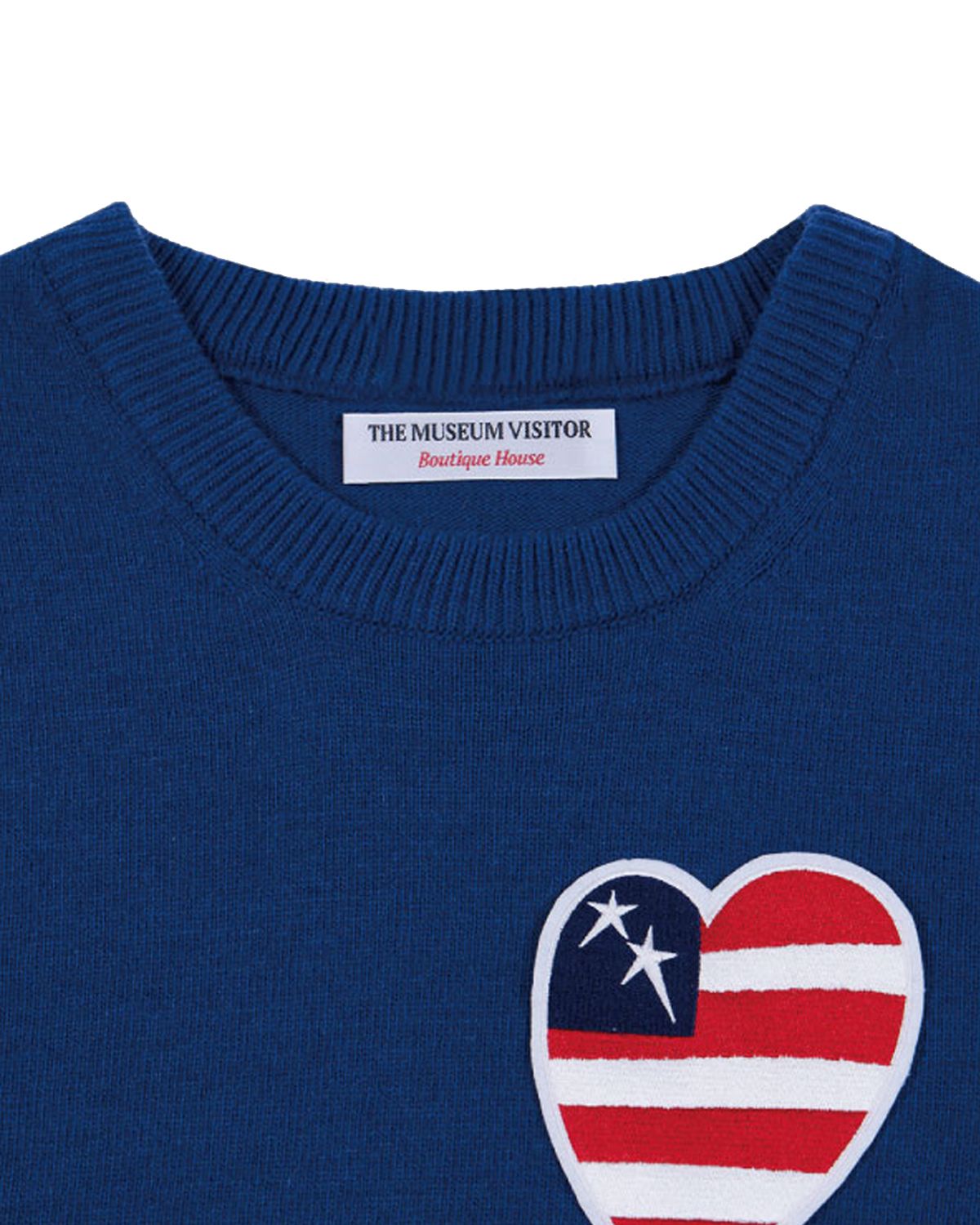 더뮤지엄비지터(THEMUSEUMVISITOR) US HEART PATCH STITCHED KNIT (NAVY)