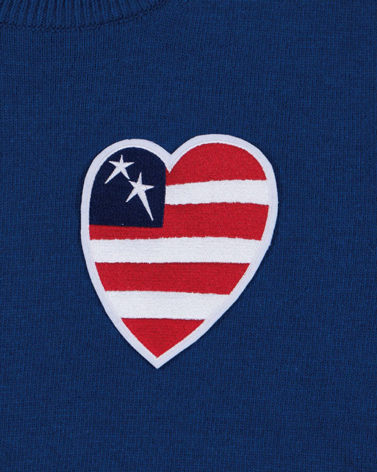 더뮤지엄비지터(THEMUSEUMVISITOR) US HEART PATCH STITCHED KNIT (NAVY)