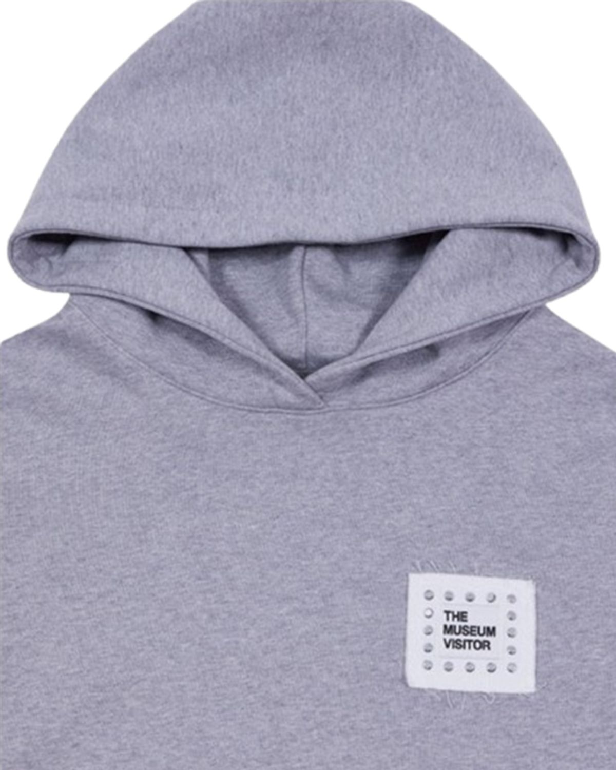 더뮤지엄비지터(THEMUSEUMVISITOR) CUBIC LOGO STITCHED ESSENTIAL HOODY (GREY)