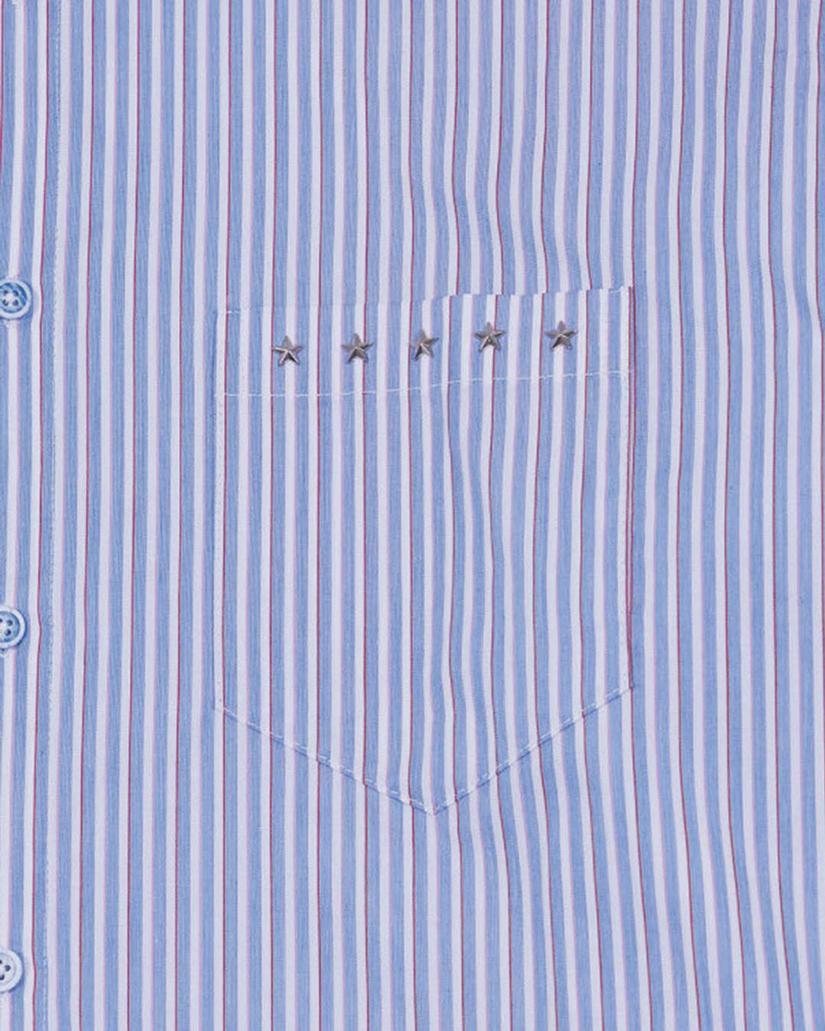 더뮤지엄비지터(THEMUSEUMVISITOR) FIVE STAR STUD POCKET SHIRTS (BLUE)