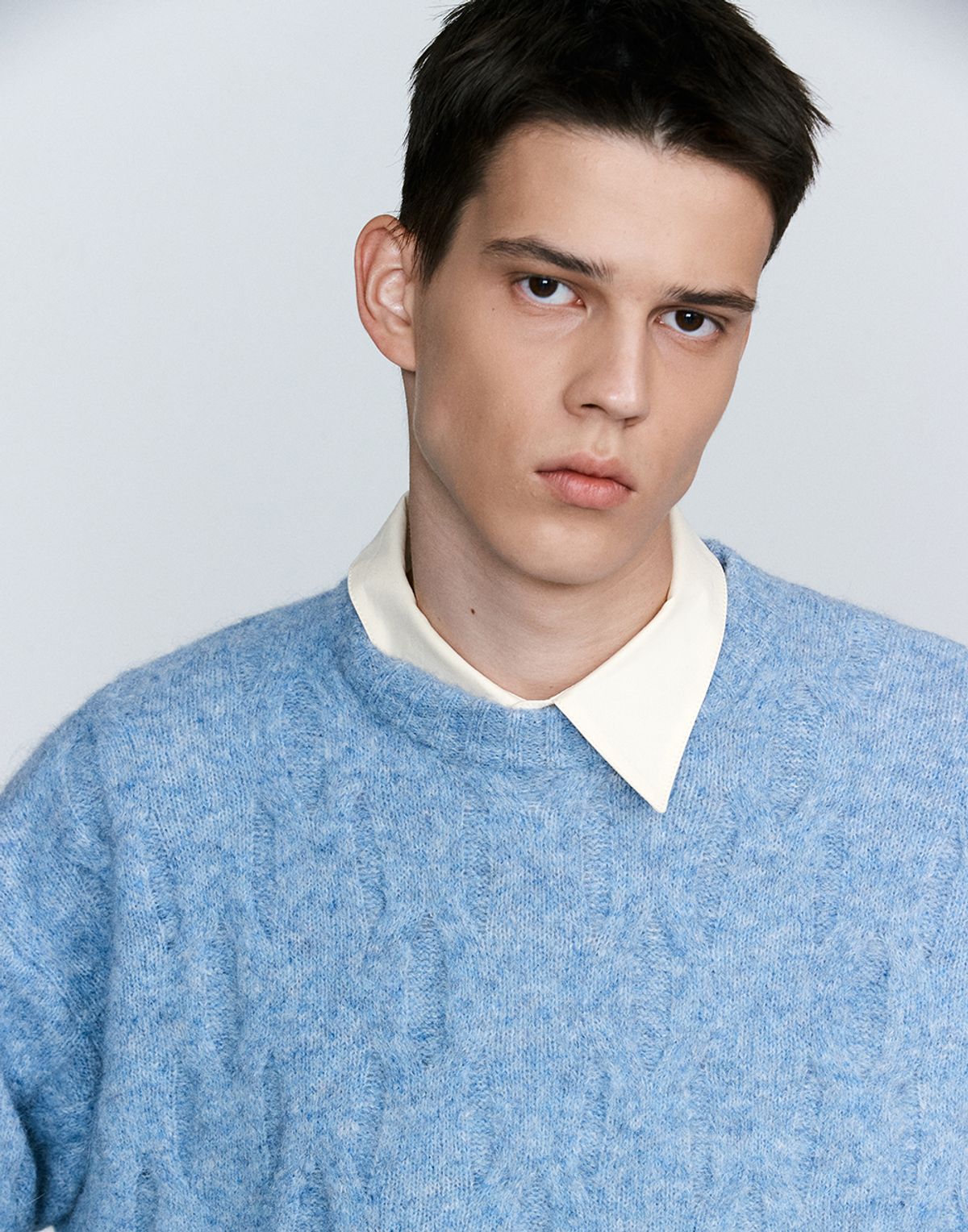 호이테(HEUTE) MOHAIR CURVE PULLOVER (BLUE)