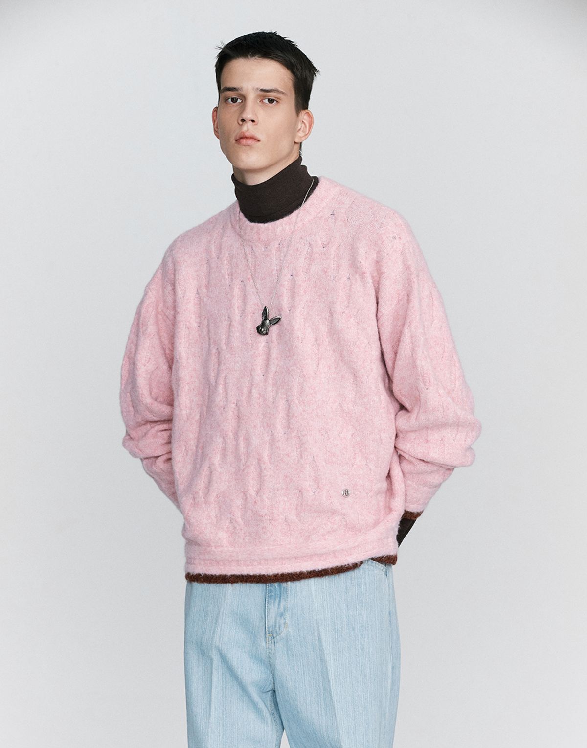 호이테(HEUTE) MOHAIR CURVE PULLOVER (PINK)