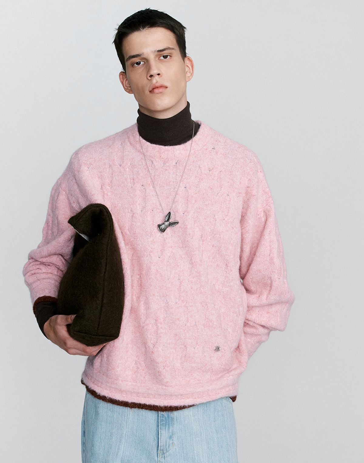 호이테(HEUTE) MOHAIR CURVE PULLOVER (PINK)