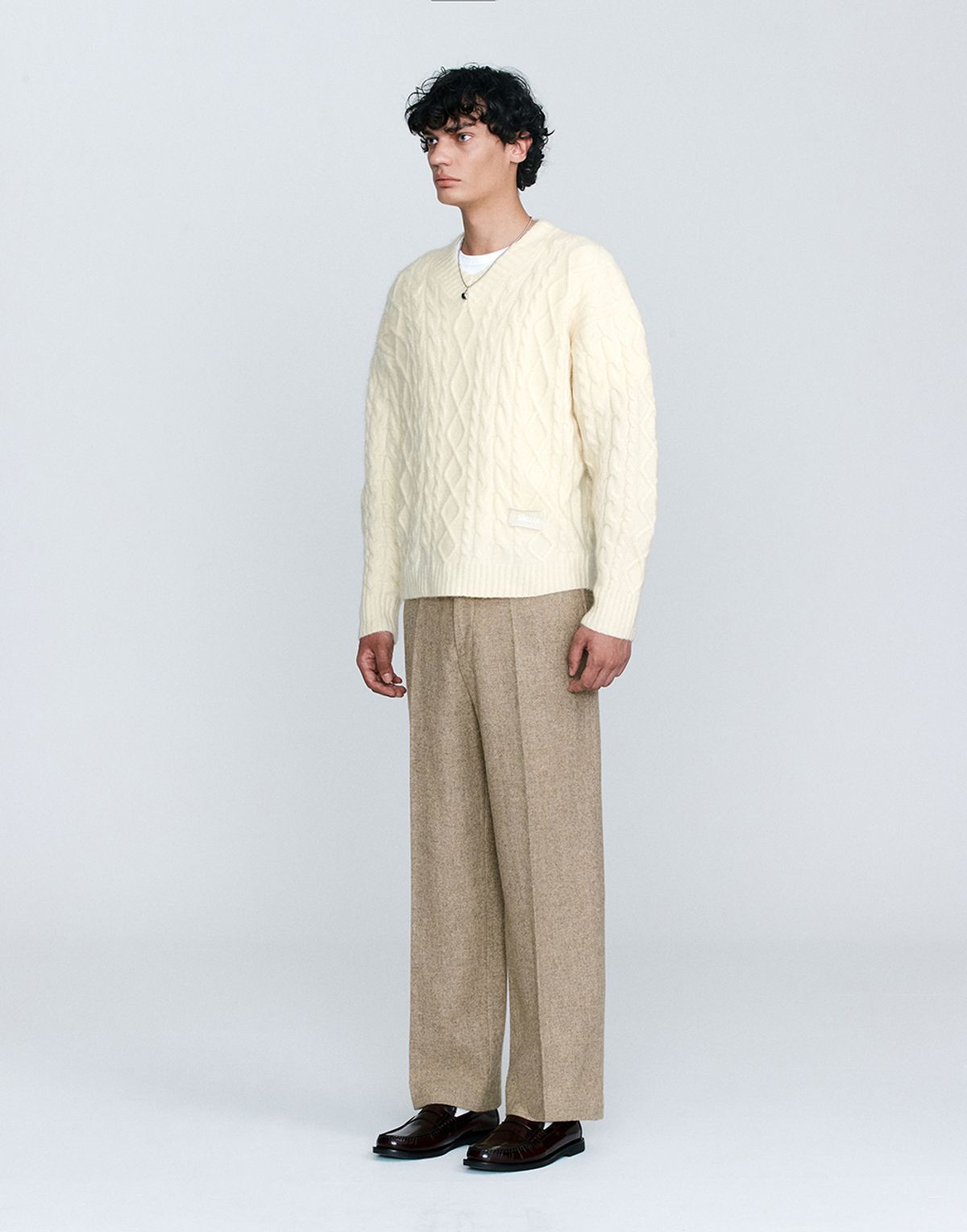 호이테(HEUTE) KID MOHAIR SIGNATURE V NECK (YELLOW)