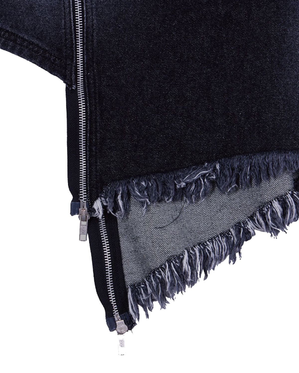 더뮤지엄비지터(THEMUSEUMVISITOR) DIAGONAL ZIPPER DETAILED WASHED DENIM SKIRT (BLACK)