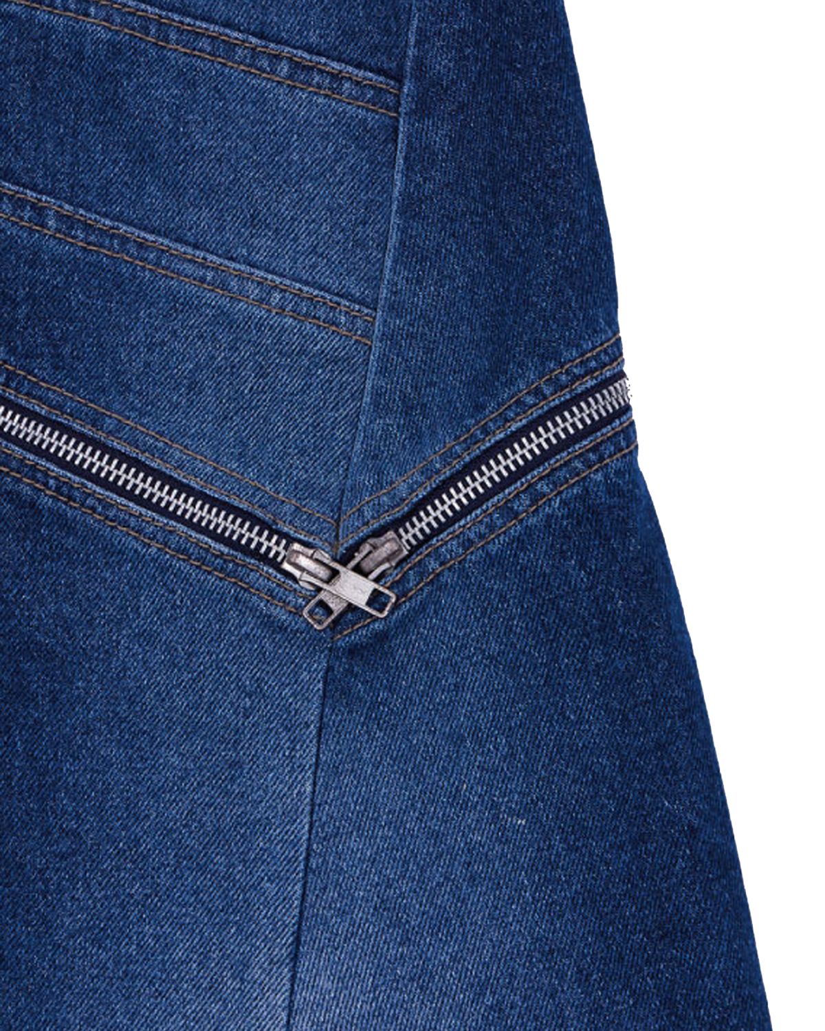 더뮤지엄비지터(THEMUSEUMVISITOR) DIAGONAL ZIPPER DETAILED WASHED DENIM SKIRT (WASHED BLUE)