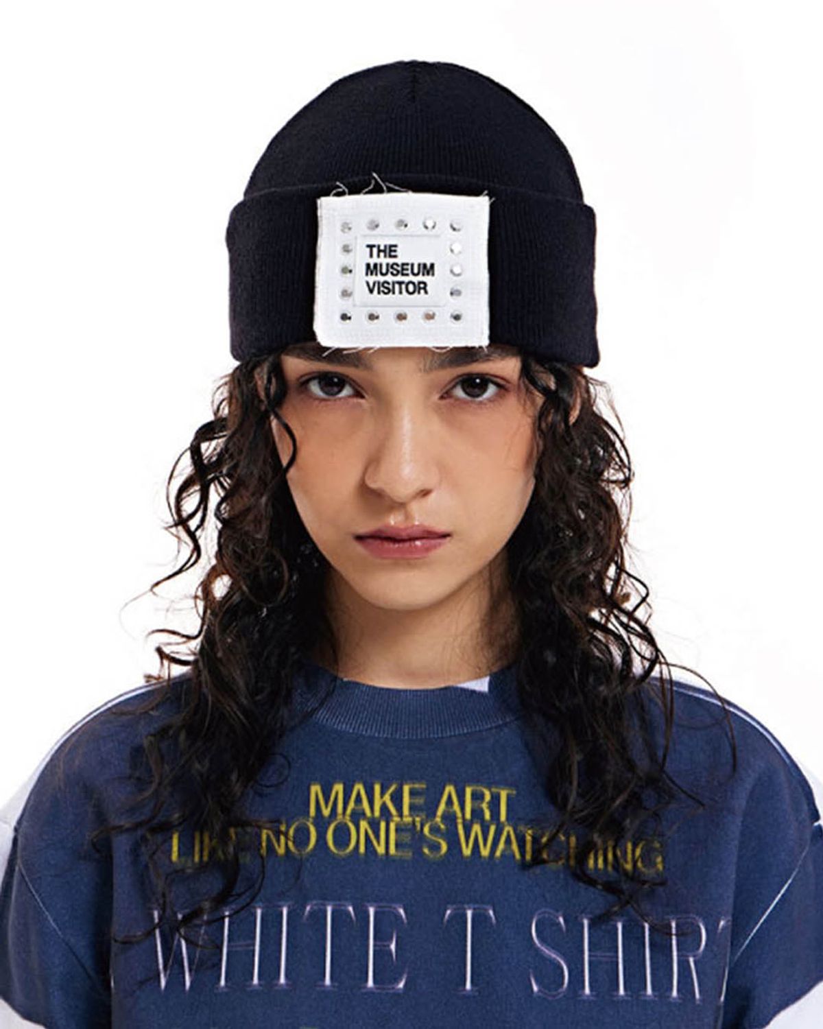 더뮤지엄비지터(THEMUSEUMVISITOR) CUBIC LOGO STITCHED BEANIE (BLACK)