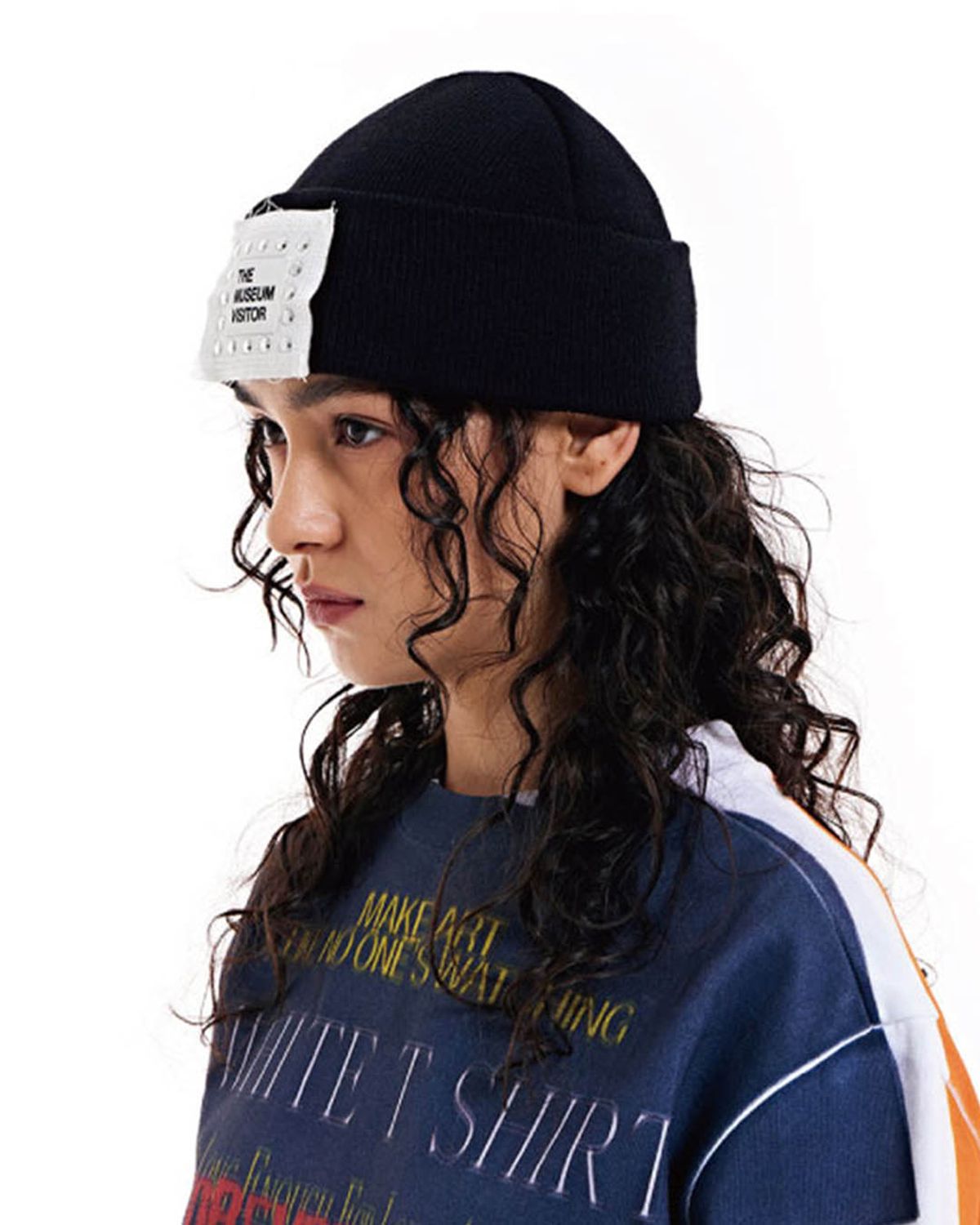 더뮤지엄비지터(THEMUSEUMVISITOR) CUBIC LOGO STITCHED BEANIE (BLACK)