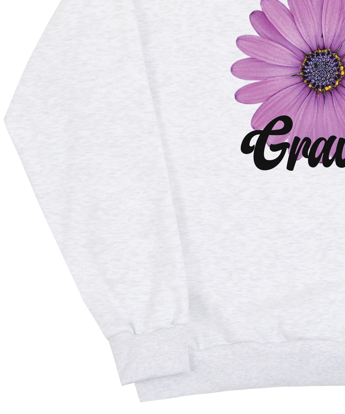 그레이버(GRAVER) [UNISEX]퍼플 데이지플라워 스마일 맨투맨_멜란지화이트