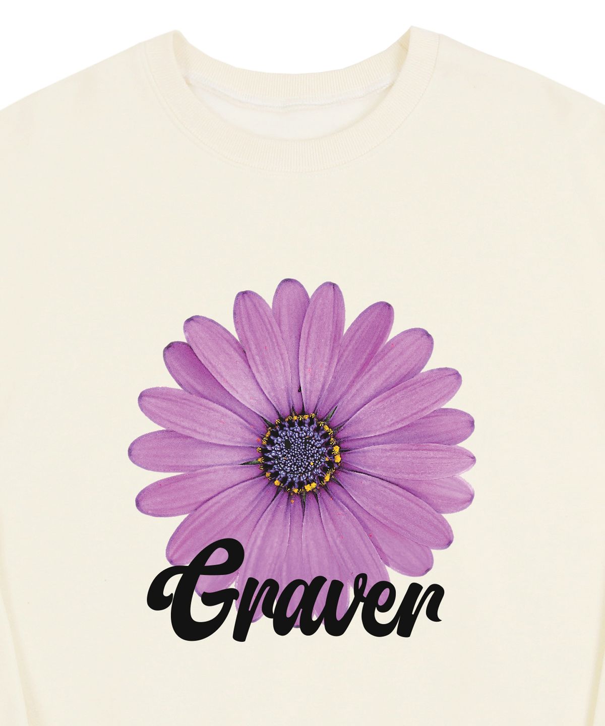 그레이버(GRAVER) [UNISEX]퍼플 데이지플라워 스마일 맨투맨_크림