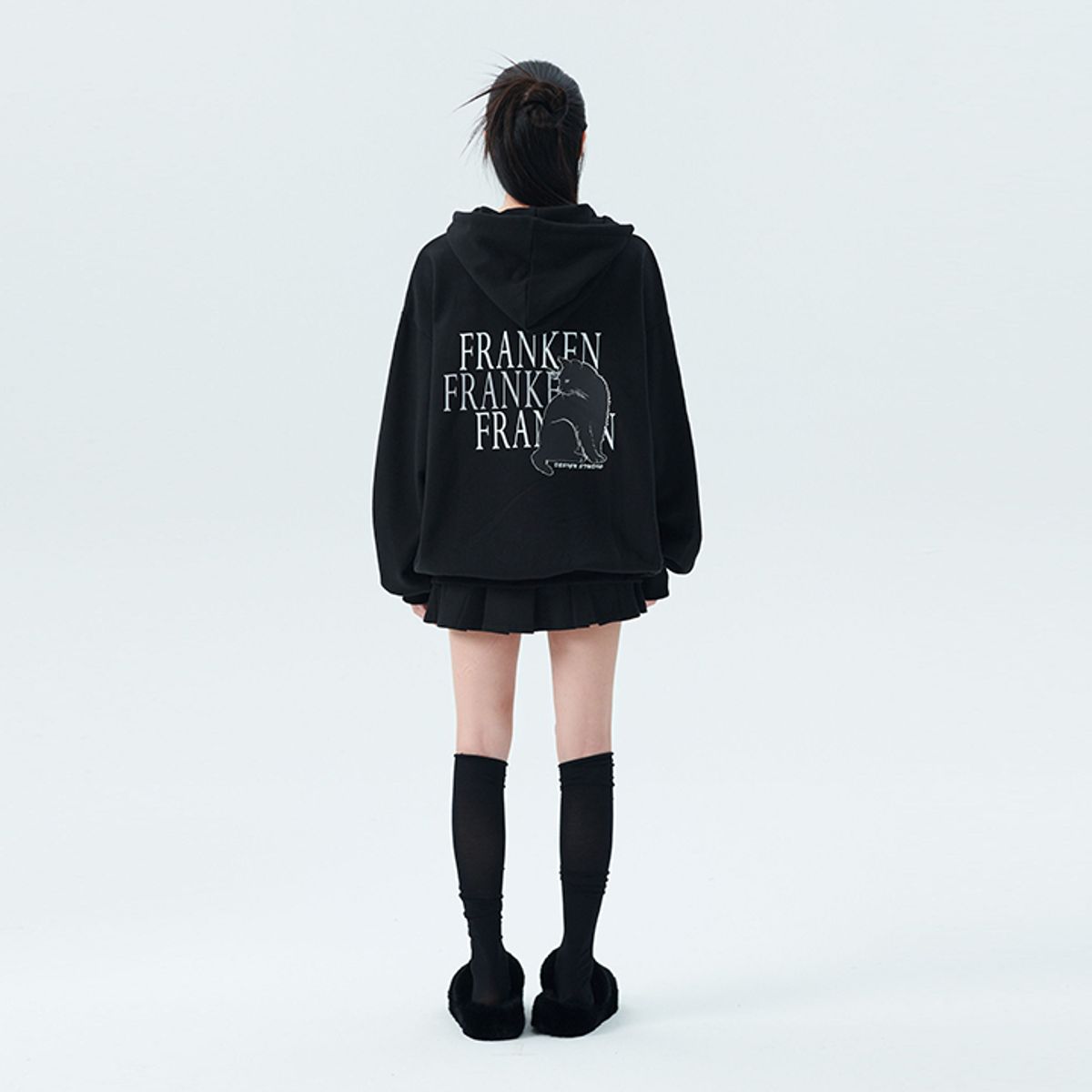 프랑켄모노(FRANKENMONO) (고퀄 3단쭈리) 블랙캣 후드집업