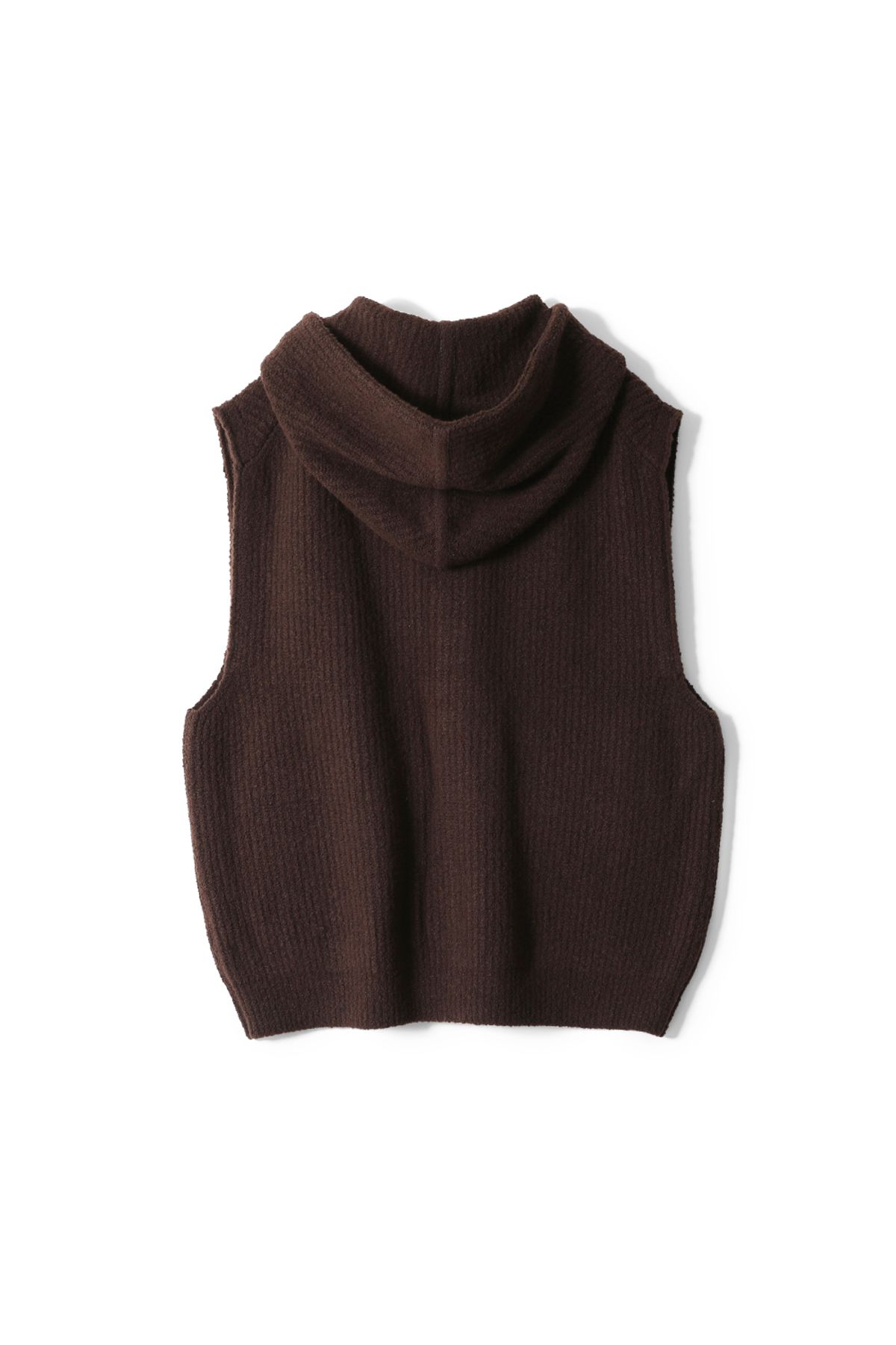 홀리선(HORLISUN) Acorn Boucle Hoodie Knit Cardigan Vest Brown