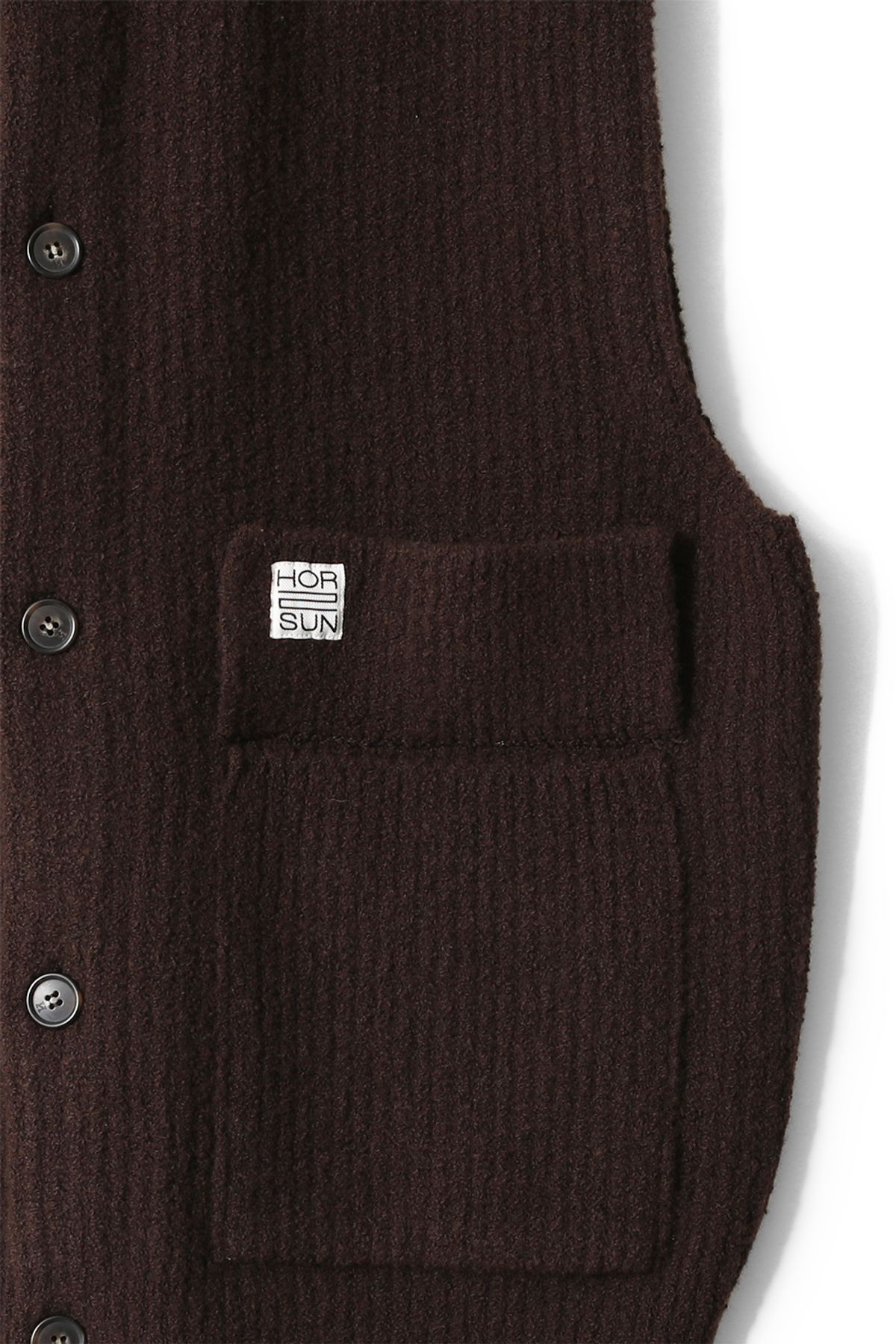 홀리선(HORLISUN) Acorn Boucle Hoodie Knit Cardigan Vest Brown