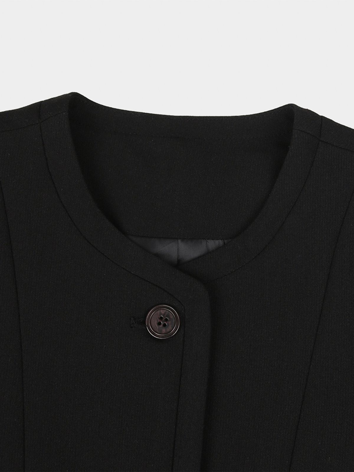 르세지엠(LESEIZEME) Celine Round No Collar Crop Jacket - Black