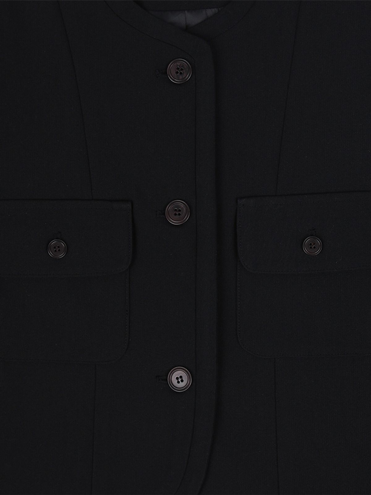 르세지엠(LESEIZEME) Celine Round No Collar Crop Jacket - Black