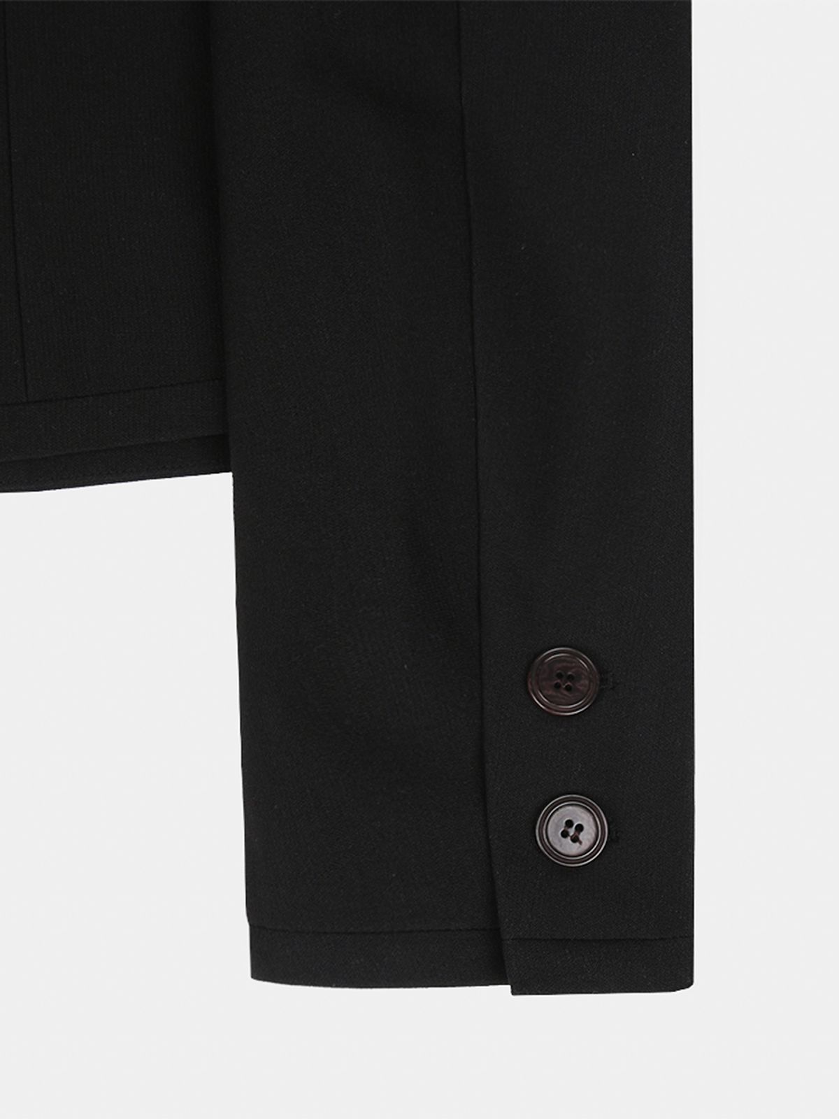 르세지엠(LESEIZEME) Celine Round No Collar Crop Jacket - Black