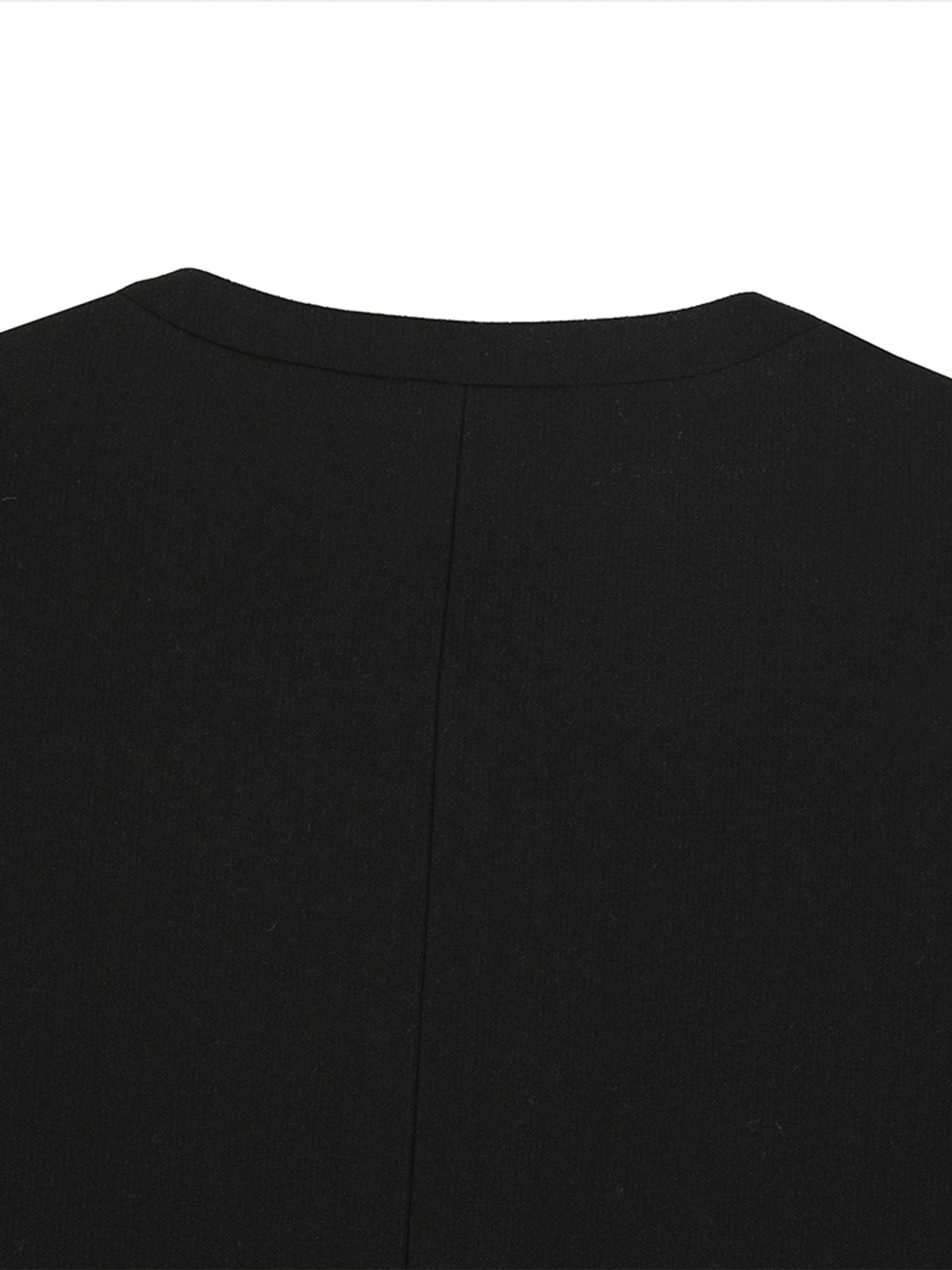 르세지엠(LESEIZEME) Celine Round No Collar Crop Jacket - Black