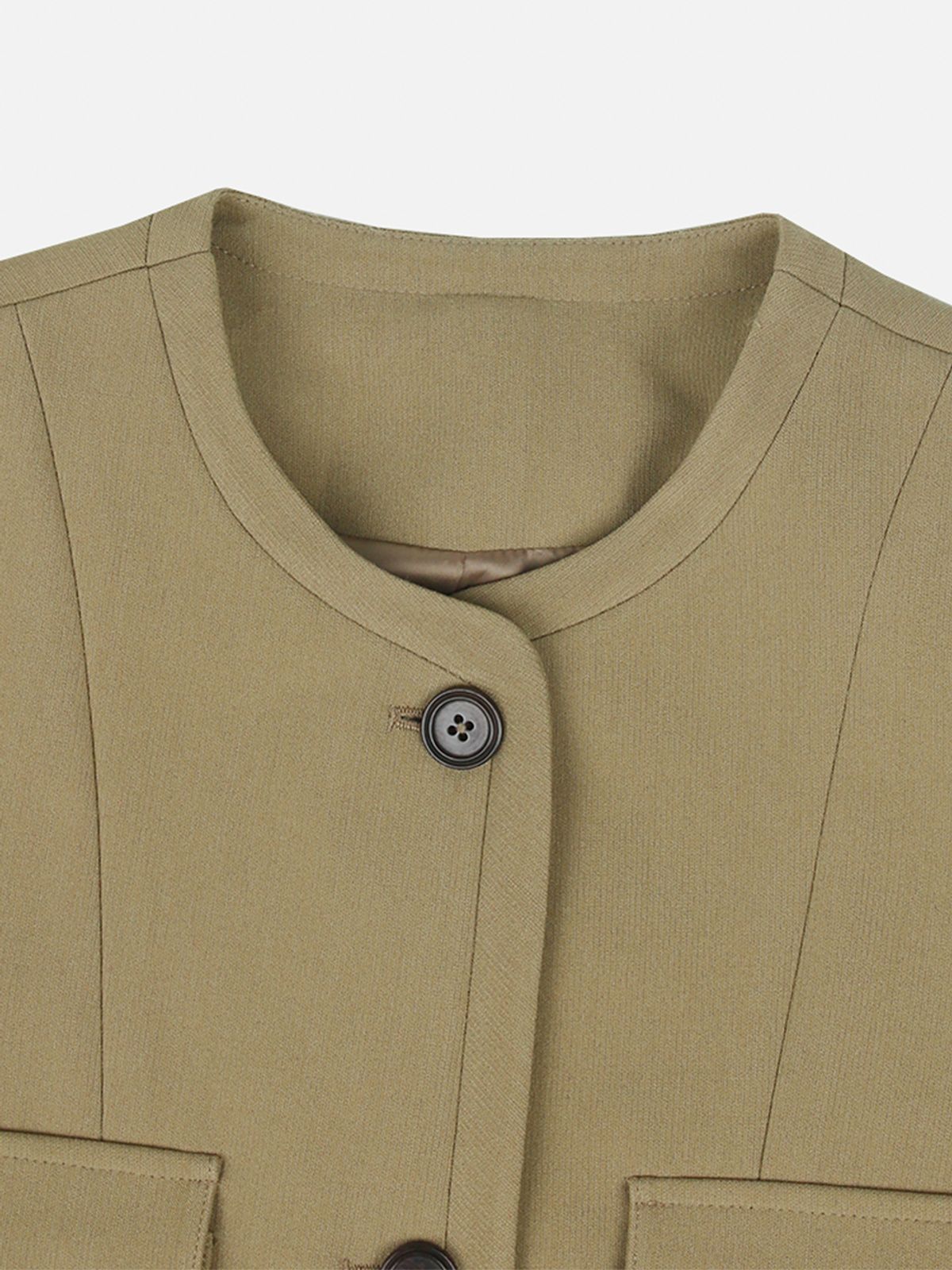 르세지엠(LESEIZEME) Celine Round No Collar Crop Jacket - Beige