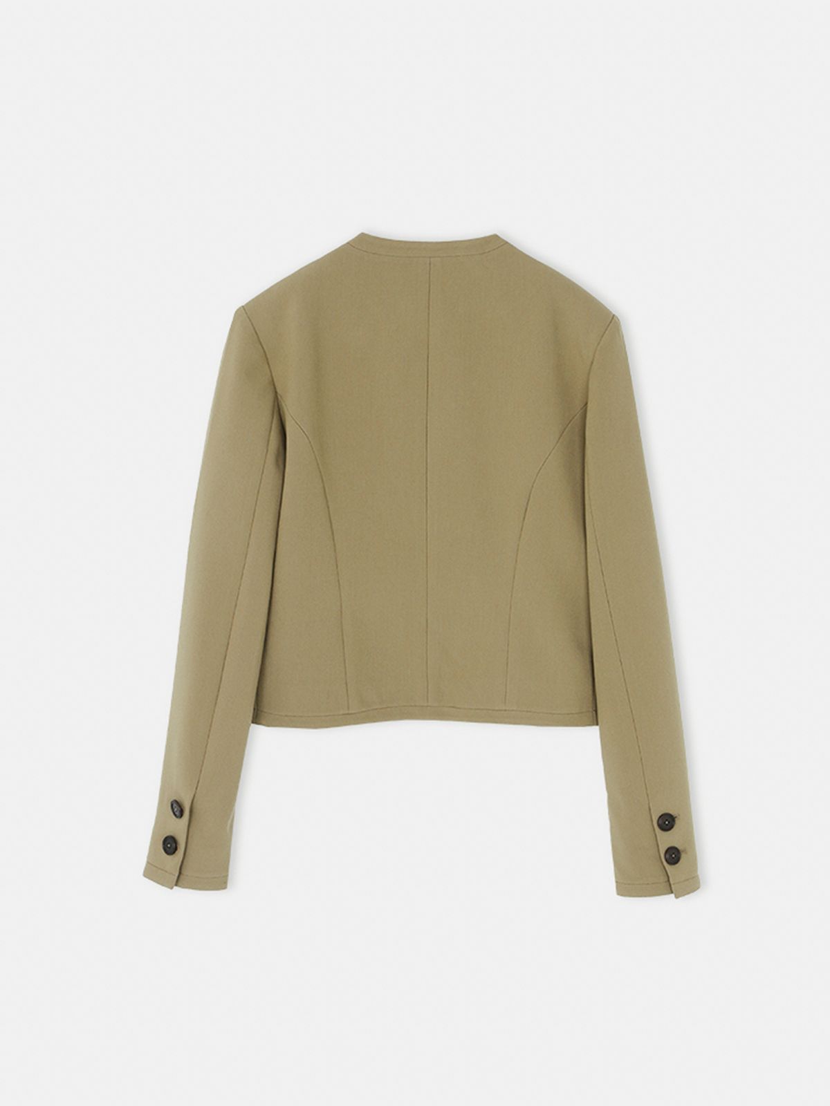 르세지엠(LESEIZEME) Celine Round No Collar Crop Jacket - Beige
