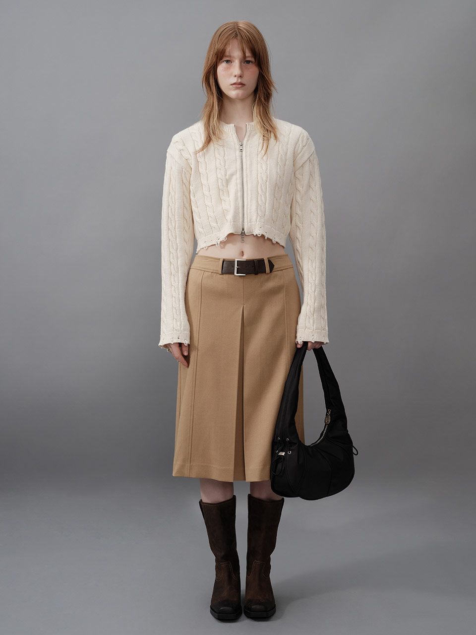 ★RAIVE★ Belt Pleats Skirt in Beige VW3SS10091 MUSINSA | RAIVE Belt Skirt in Beige VW3AS320-91
