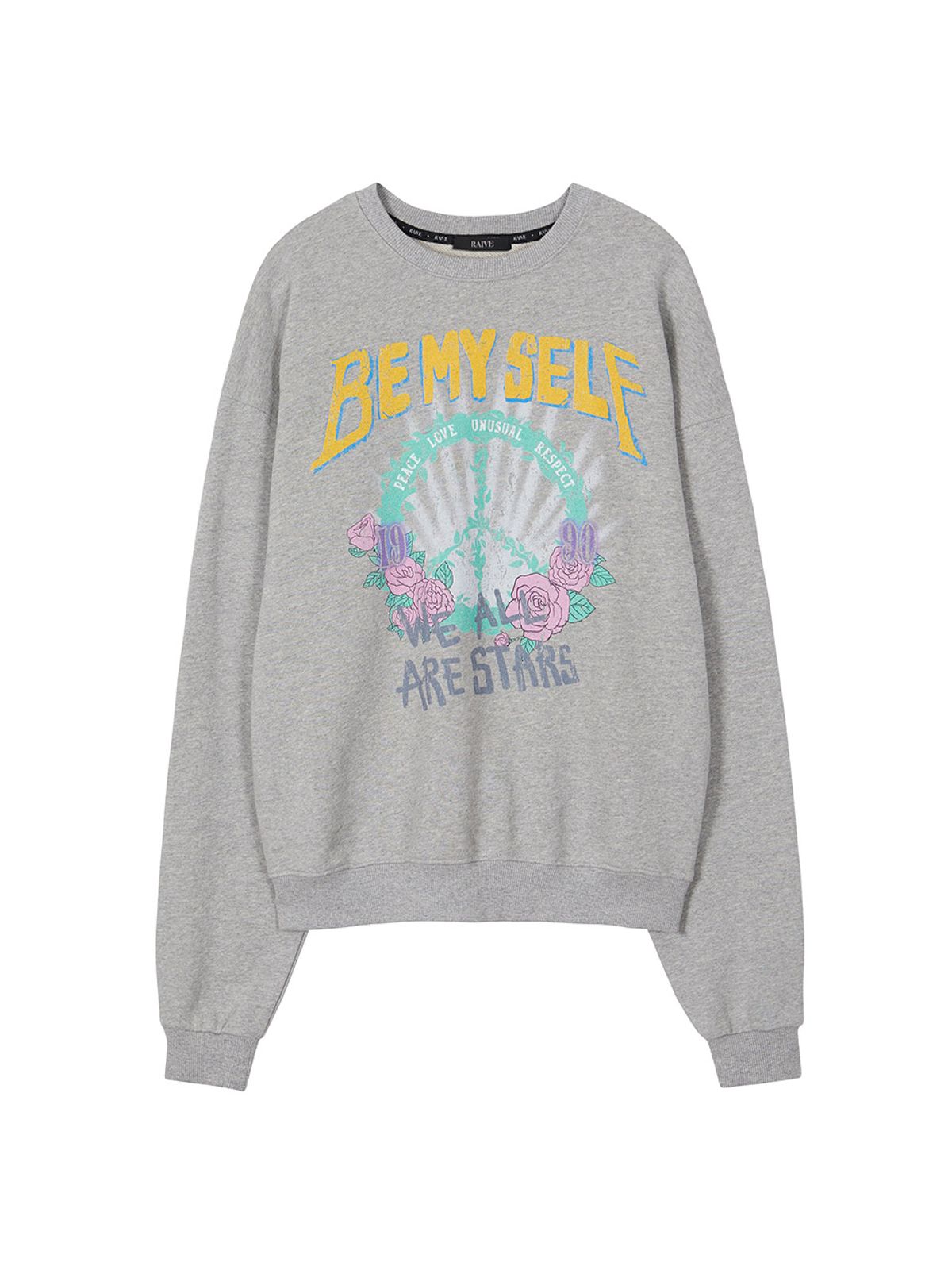레이브(RAIVE) Peacemark Graphic Sweatshirt in L/Grey VW3AE102-11