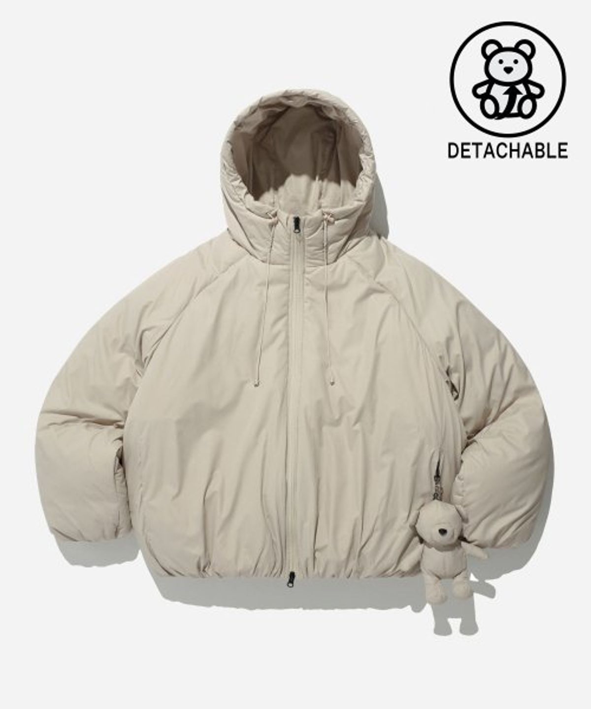 피지컬 디파트먼트(PHYSICAL DEPARTMENT) BEAR KEYRING PUFFER JACKET GREIGE