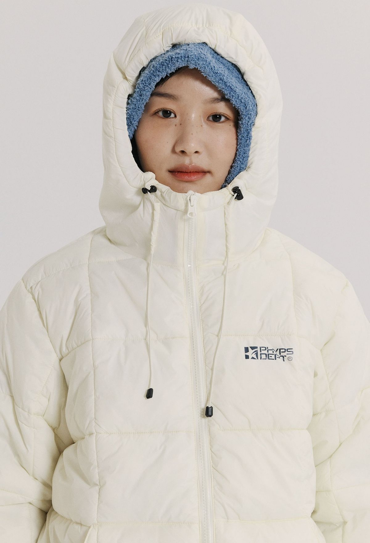 피지컬 디파트먼트(PHYSICAL DEPARTMENT) [바라클라바] 스퀘어 퀼팅 후드 자켓_아이보리